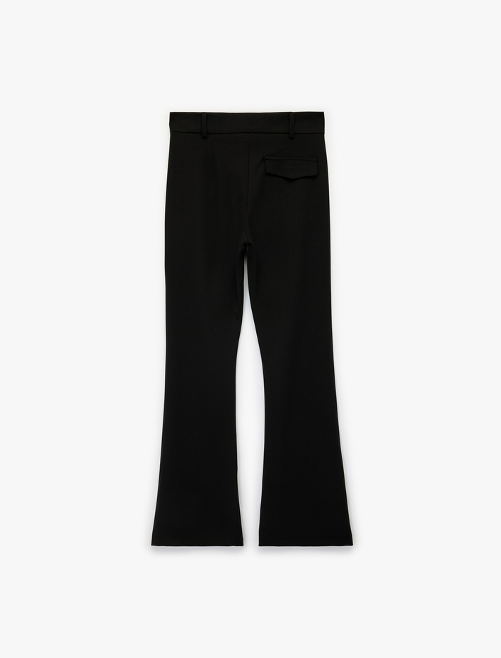  Slim Fit Cepli Hafif İspanyol Paça Kumaş Pantolon