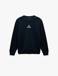 Regular Fit Uzun Kollu Bisiklet Yaka Baskılı Sweatshirt