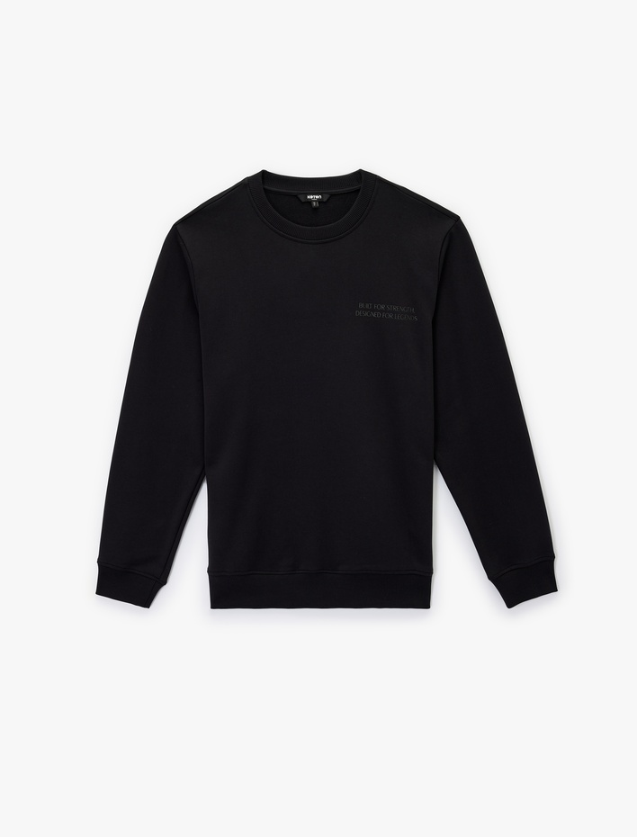  Uzun Kollu Bisiklet Yaka Pamuklu Baskılı Sweatshirt