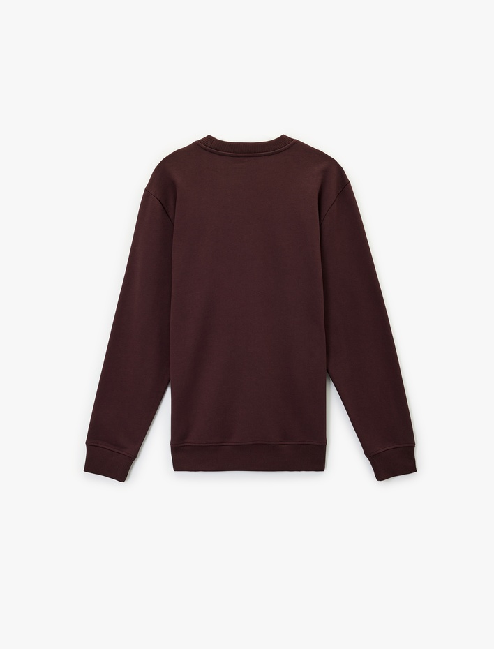  Uzun Kollu Bisiklet Yaka Pamuklu Baskılı Sweatshirt