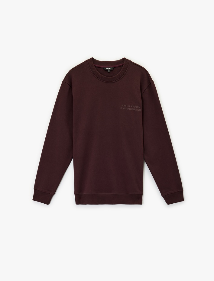  Uzun Kollu Bisiklet Yaka Pamuklu Baskılı Sweatshirt