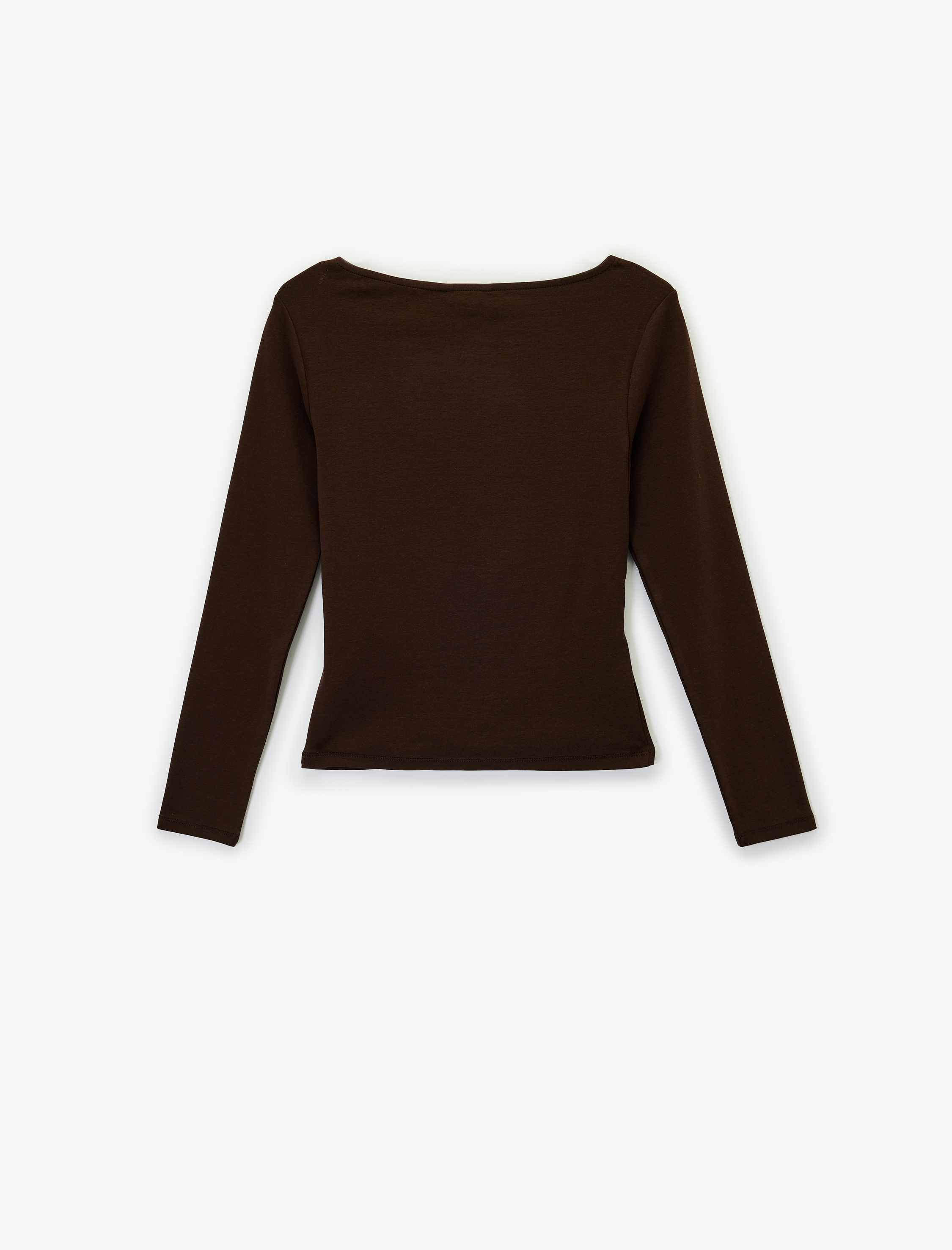   Pamuklu Slim Fit Geniş Yuvarlak Yaka Uzun Kollu Tişört