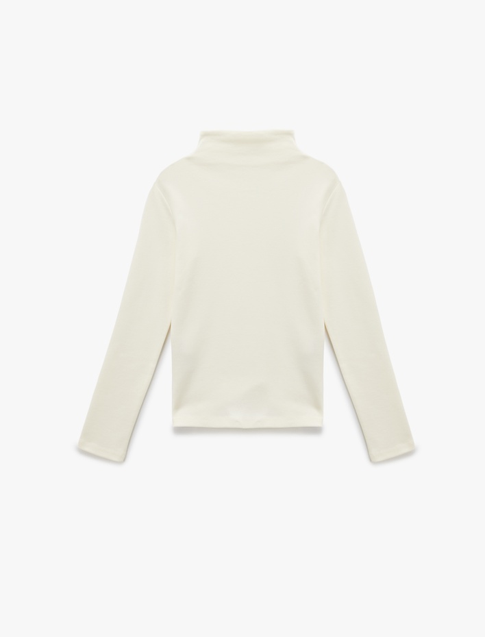  Koton X Sibil Çetinkaya - Pamuklu Slim Fit Uzun Kollu Dik Yaka Body