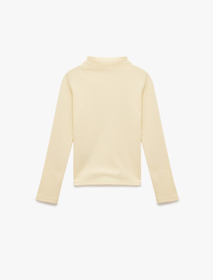  Koton X Sibil Çetinkaya - Pamuklu Slim Fit Uzun Kollu Dik Yaka Body