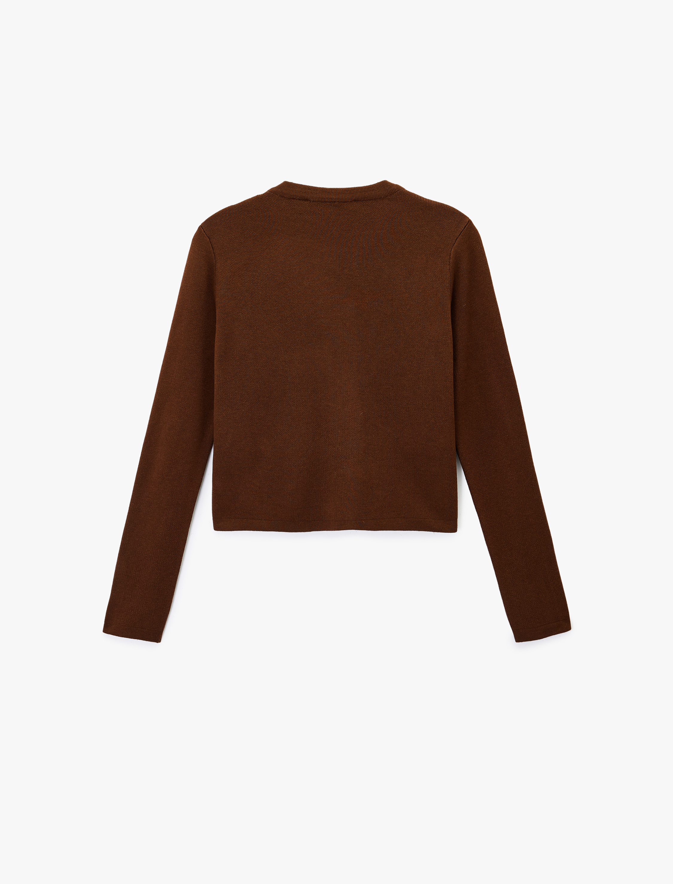   Uzun Kollu Cepli Düğmeli Bisiklet Yaka Triko Hırka