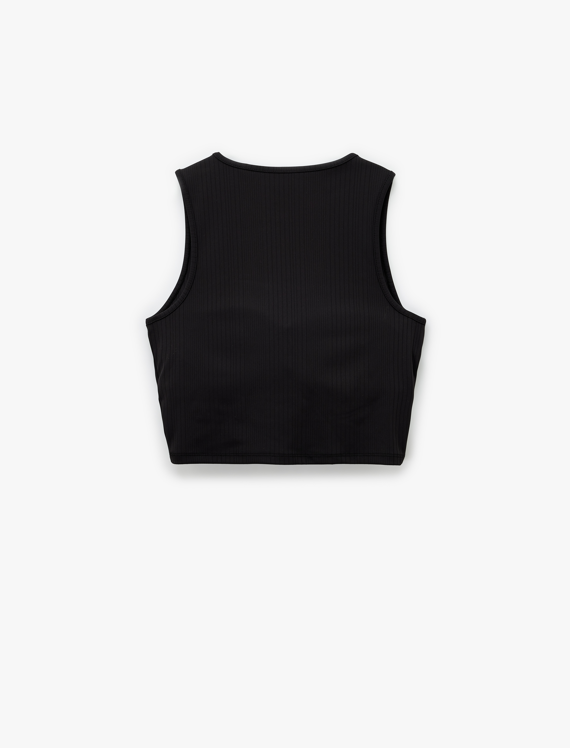   Kolsuz Bisiklet Yaka Slim Fit Crop Sporcu Atleti