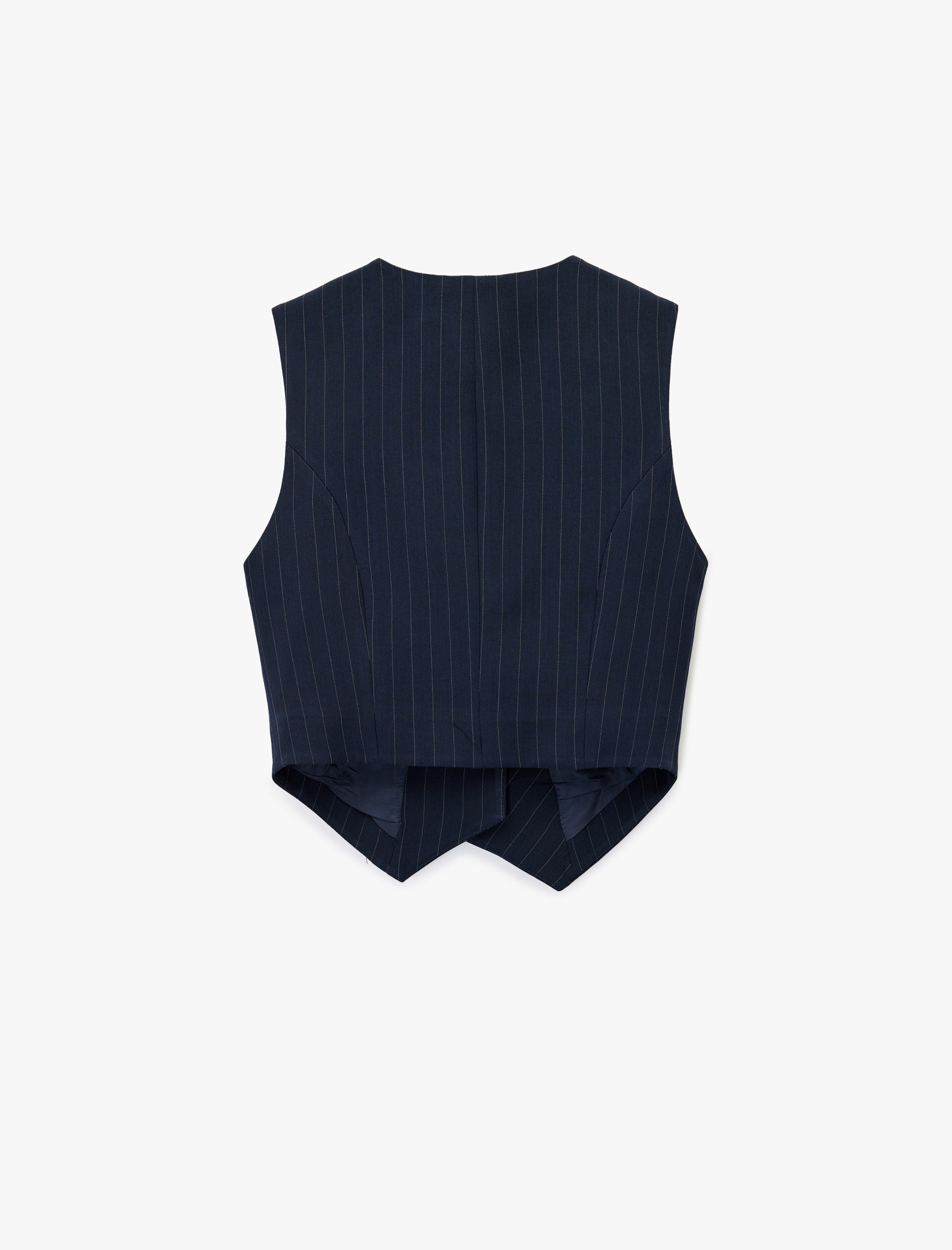   Kolsuz Kruvaze Yaka Düğmeli Asimetrik Çizgili Yelek