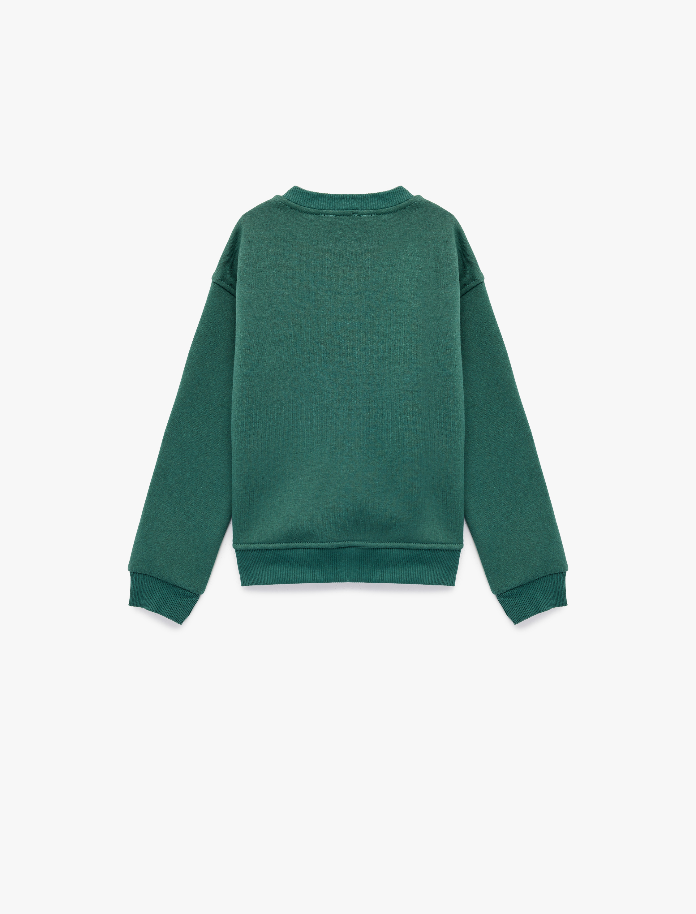  Kız Çocuk Üç İplik Ayıcık Baskılı Uzun Kollu Bisiklet Yaka Sweatshirt