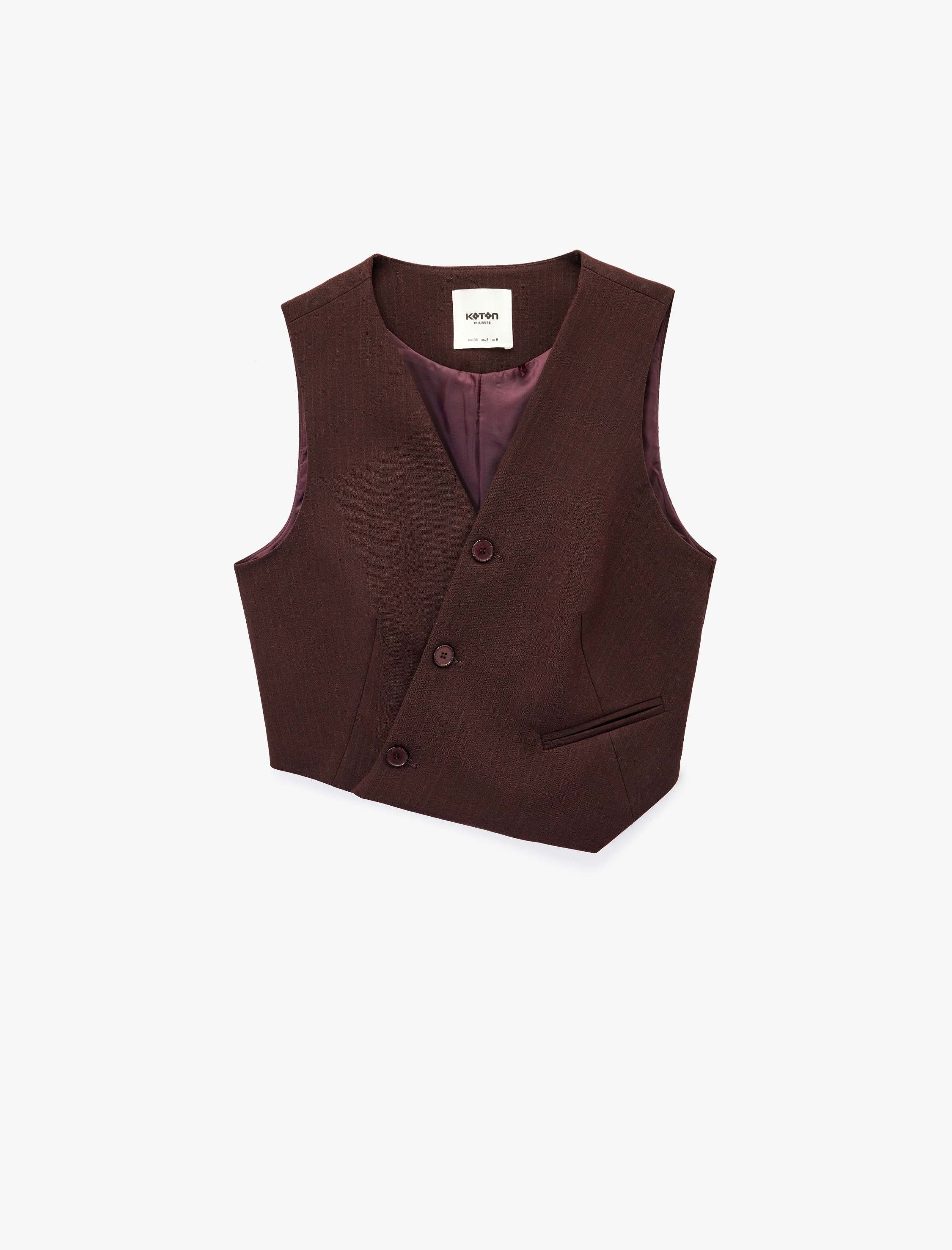   Kolsuz Düğmeli Asimetrik Kruvaze Yaka Yelek