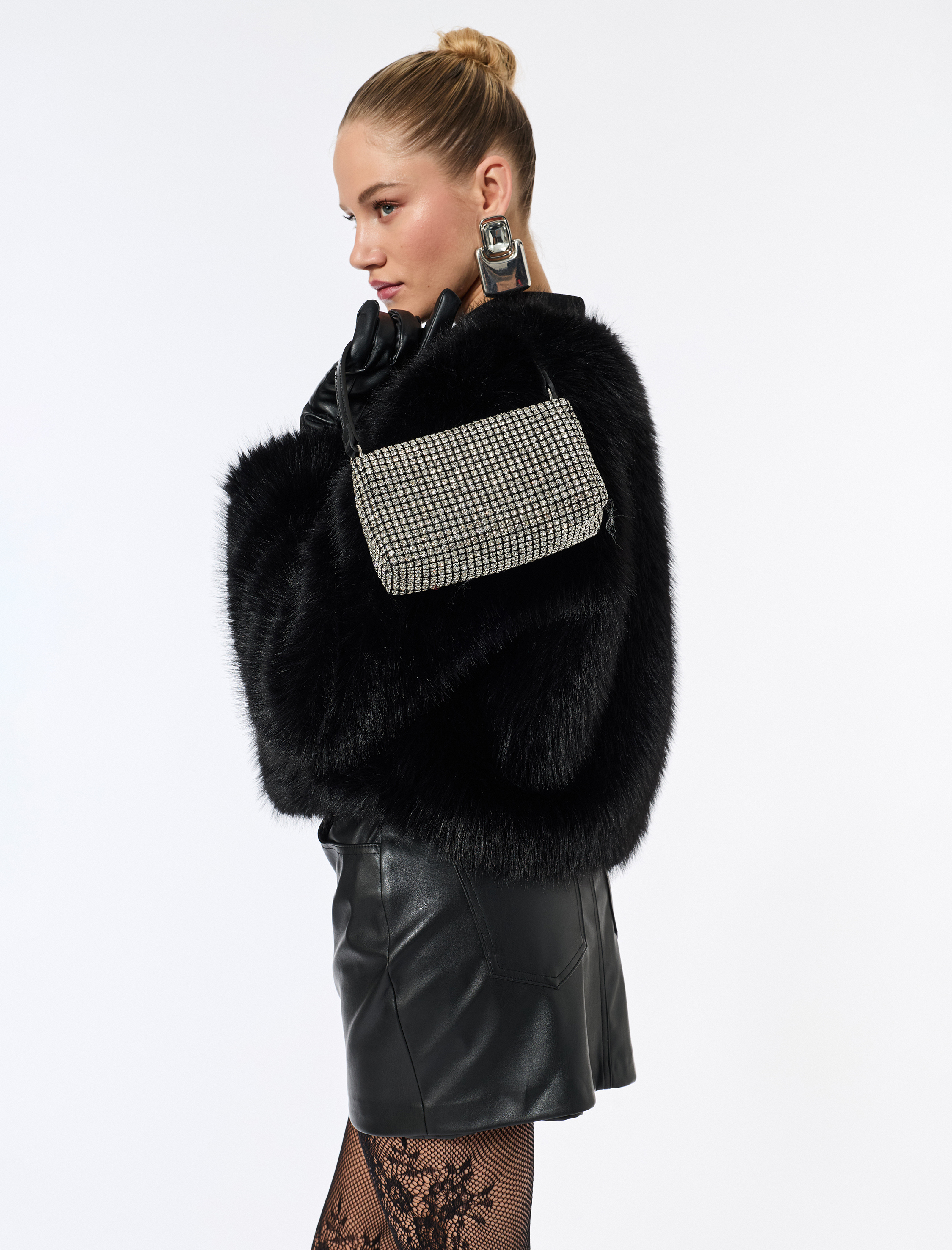   Suni Kürk Mont Crop Uzun Kollu Bisiklet Yaka