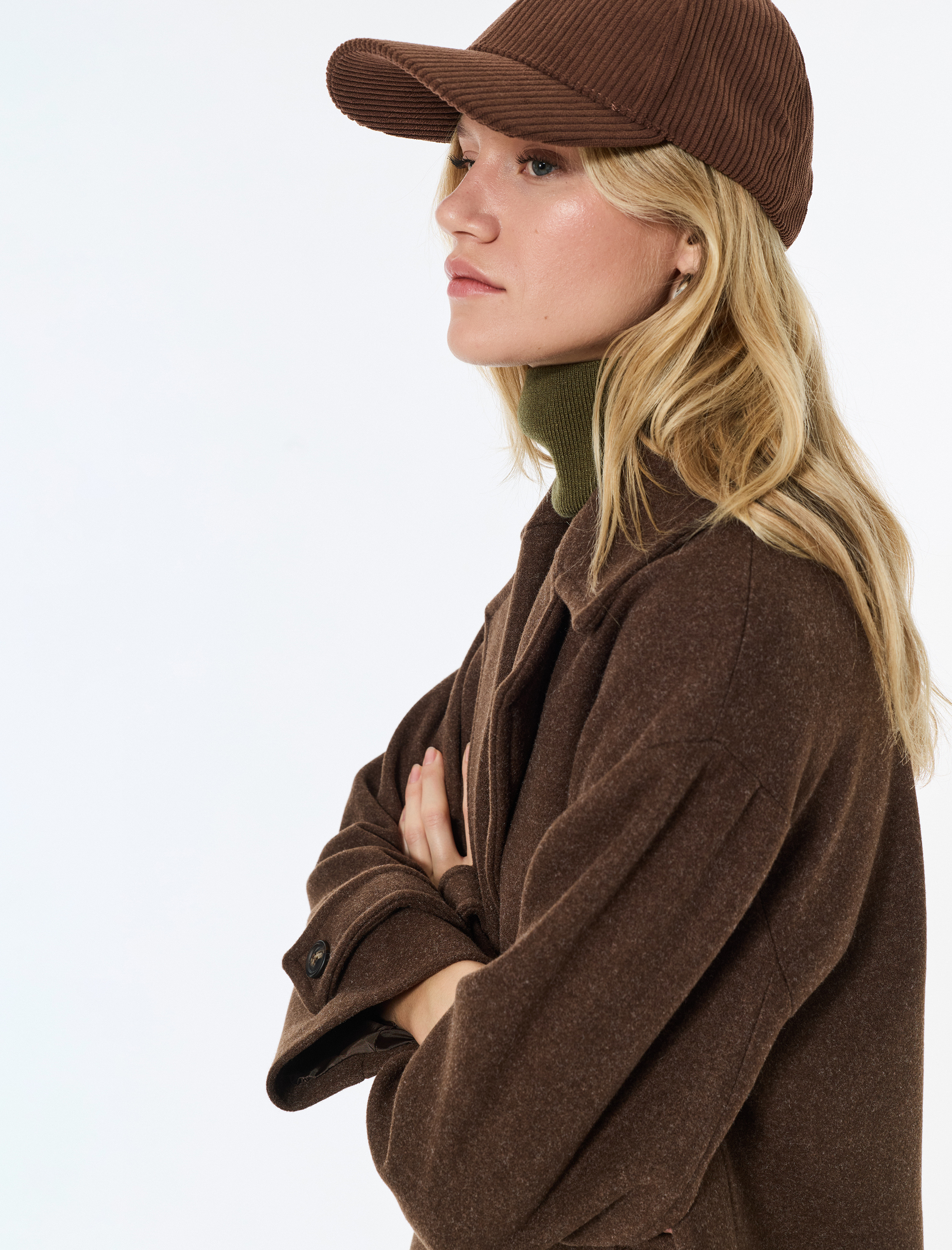   Oversize Kaban Kaşe Astarlı Düğmeli Kruvaze Uzun Kollu