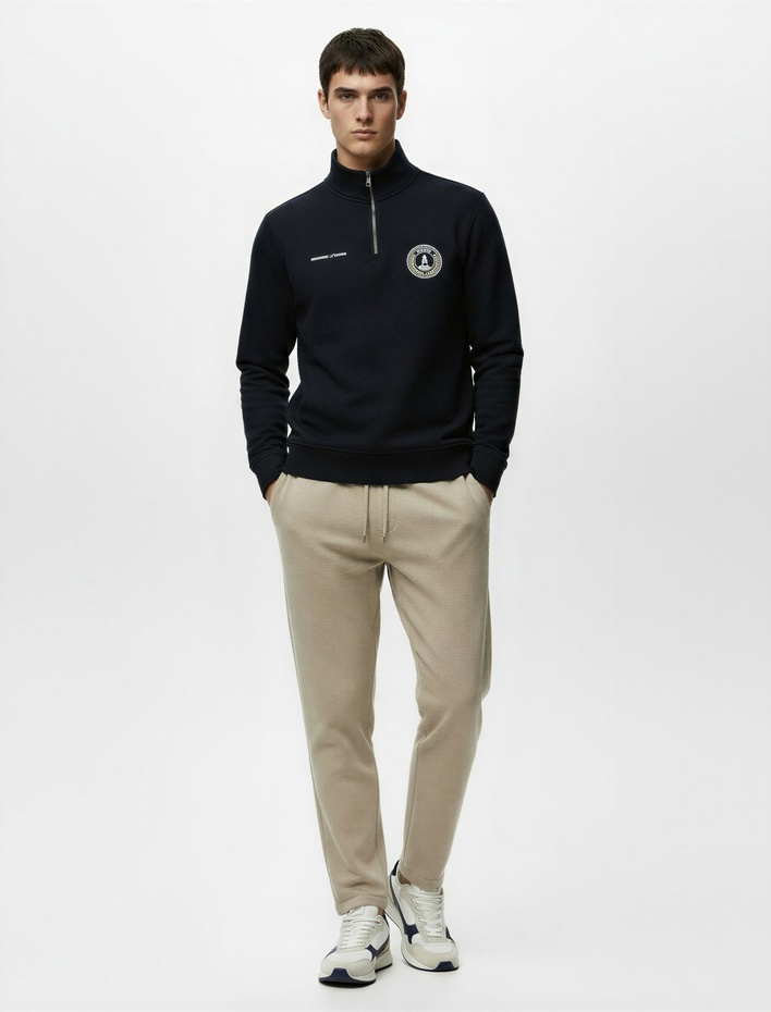  Straight Fit Pike Kumaş Cep Detaylı Rahat Kesim Beli Bağcıklı Pantolon