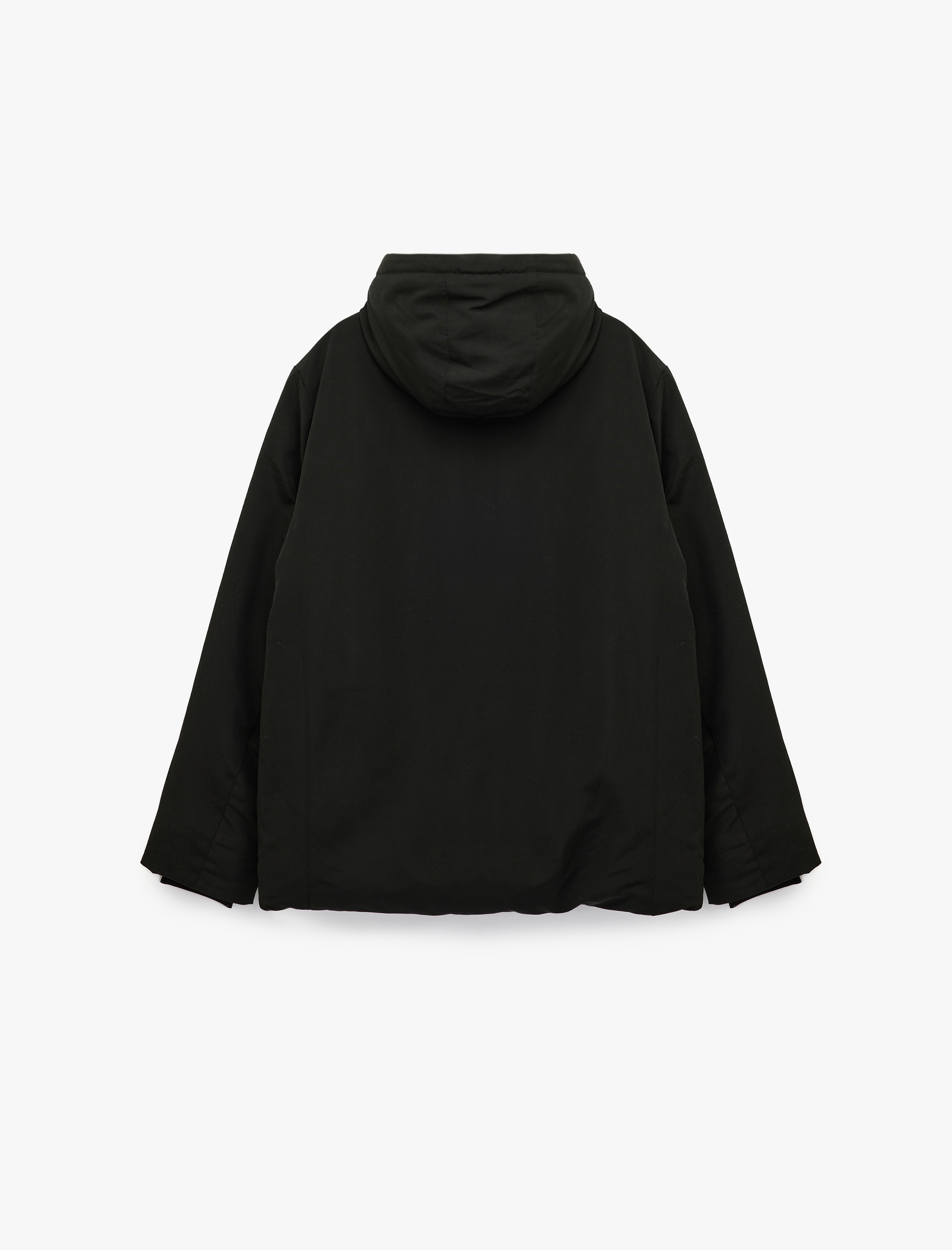   Çıtçıt Düğme Detaylı Fermuarlı Cepli Kapüşonlu Kışlık Şişme Ceket