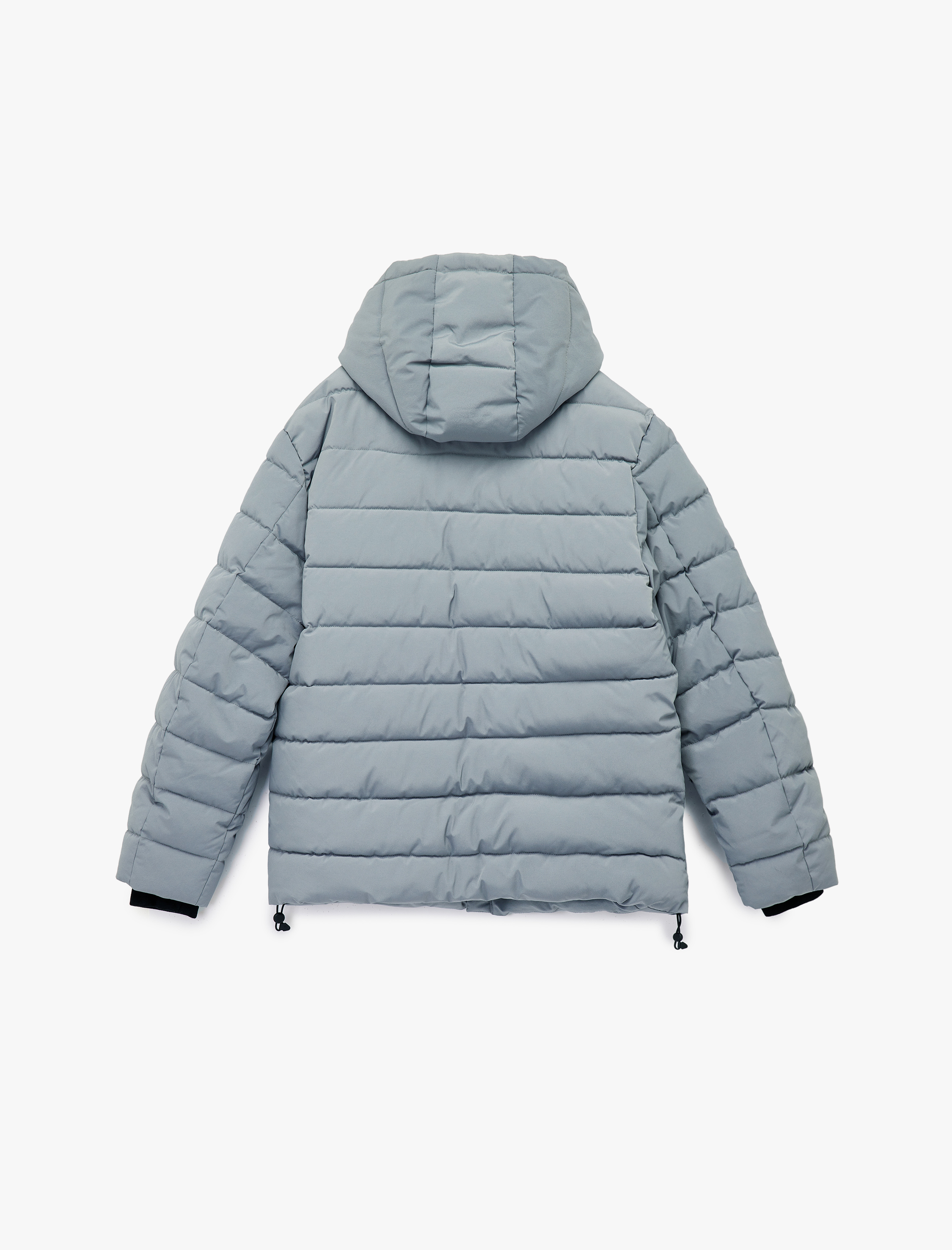   Kapüşonlu Uzun Kollu Fermuarlı Cepli Kışlık Şişme Mont