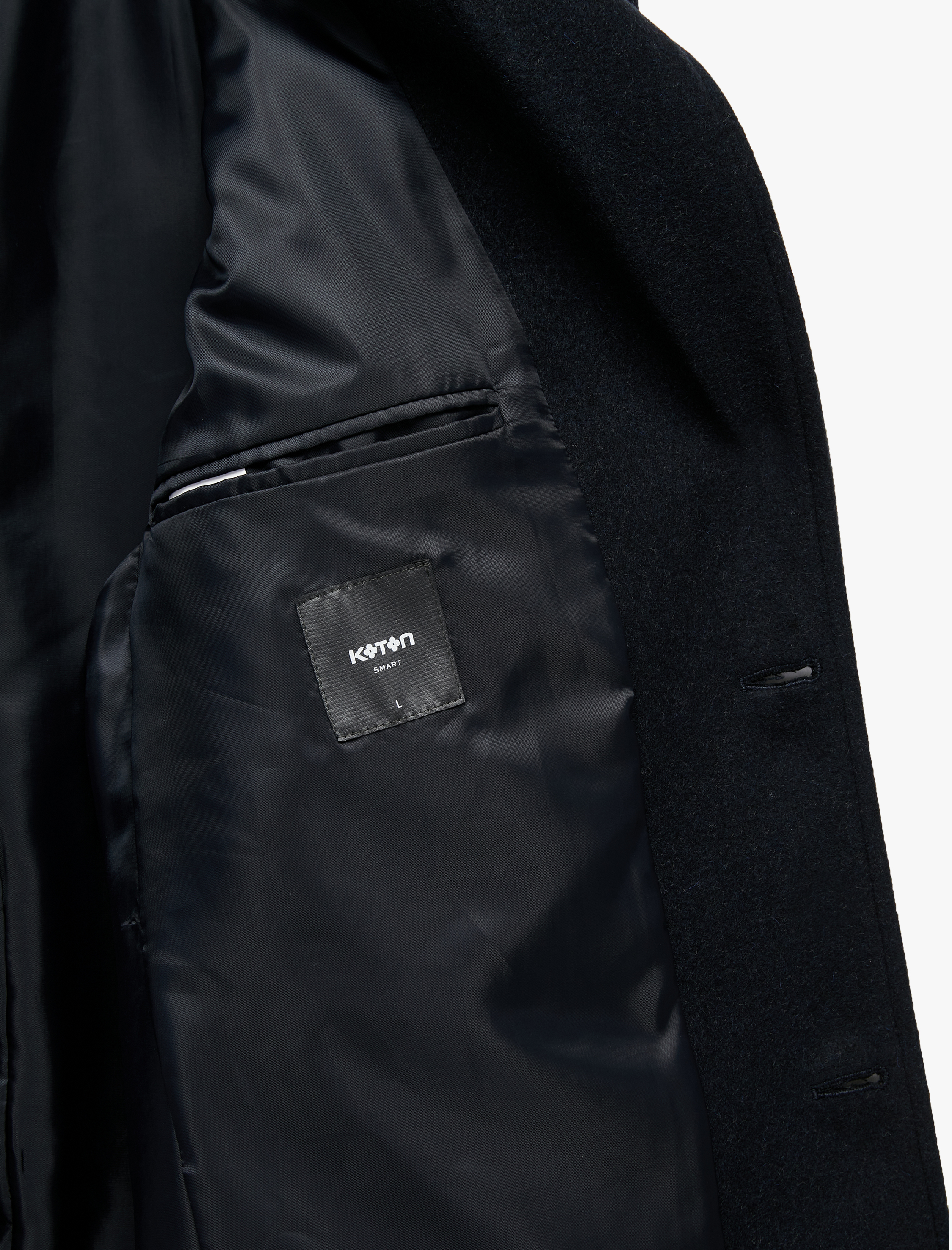   Cep Detaylı Uzun Kollu Düğmeli Dar Kalıp Kruvaze Yaka Kaşe Kaban