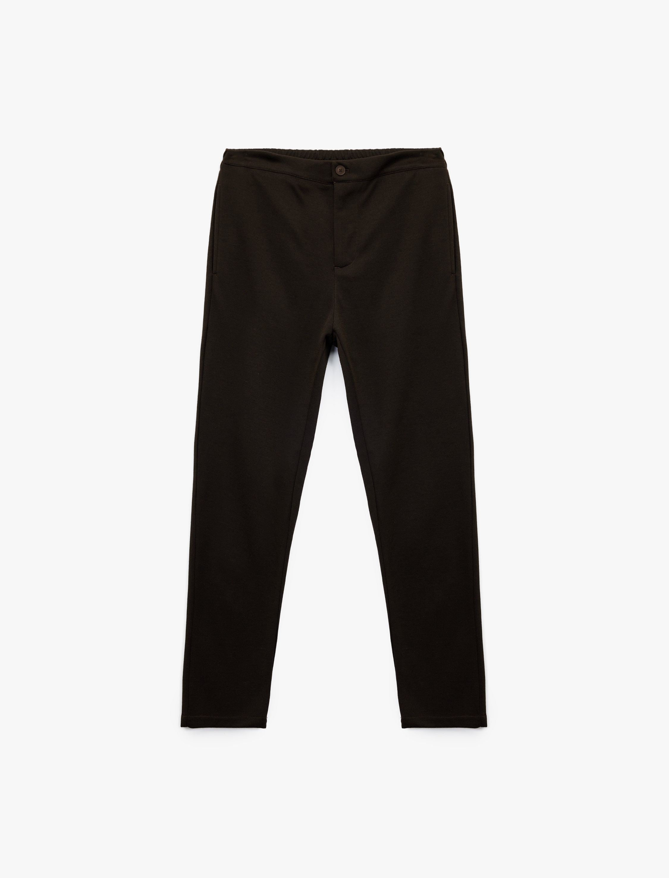   Viskon Karışımlı Cep Detaylı Pike Kumaş Düğmeli Pantolon