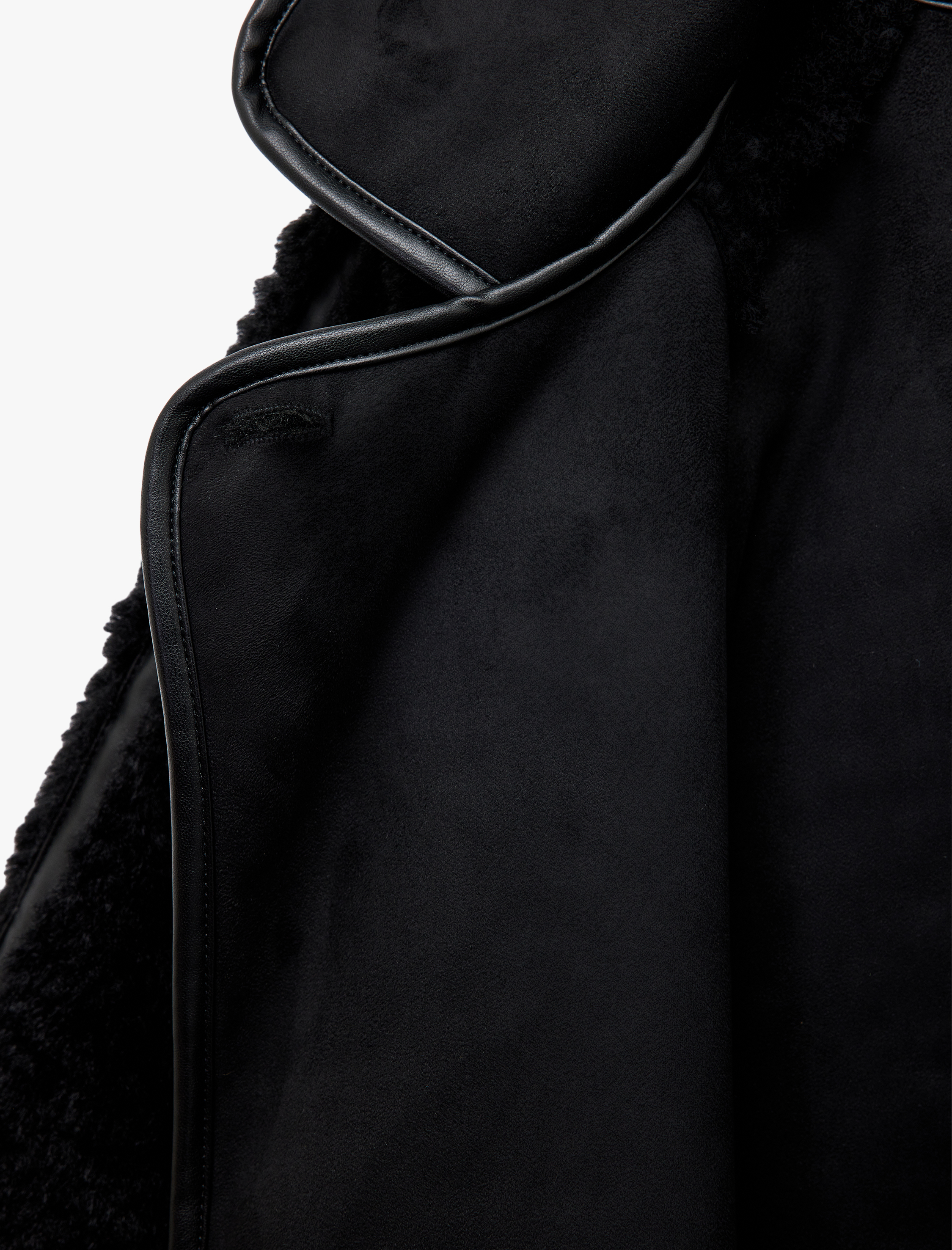   Bonded Kaban Oversize Peluş Düğmeli Cepli Kruvaze Uzun Kollu