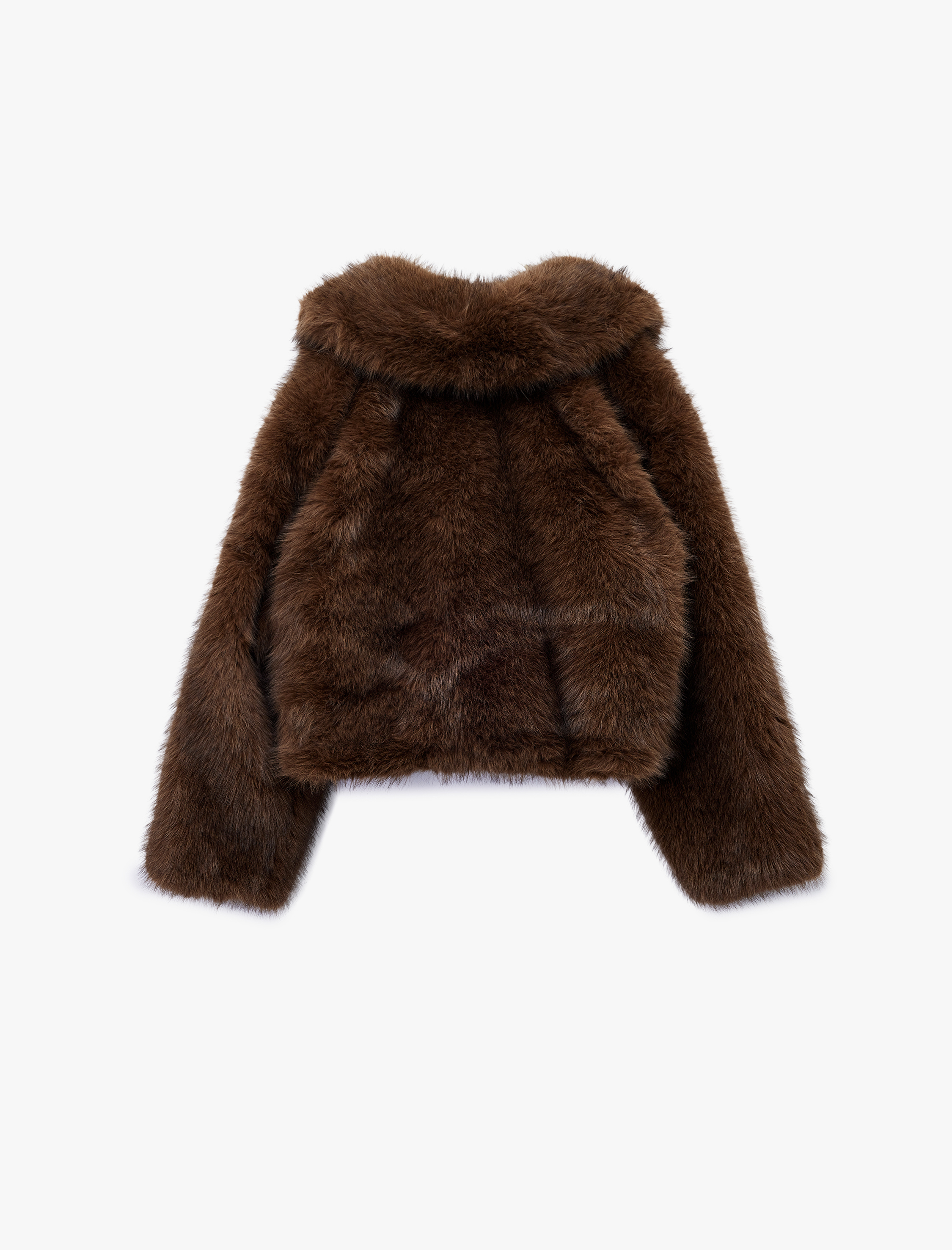   Suni Kürk Mont Uzun Kollu Kruvaze Crop