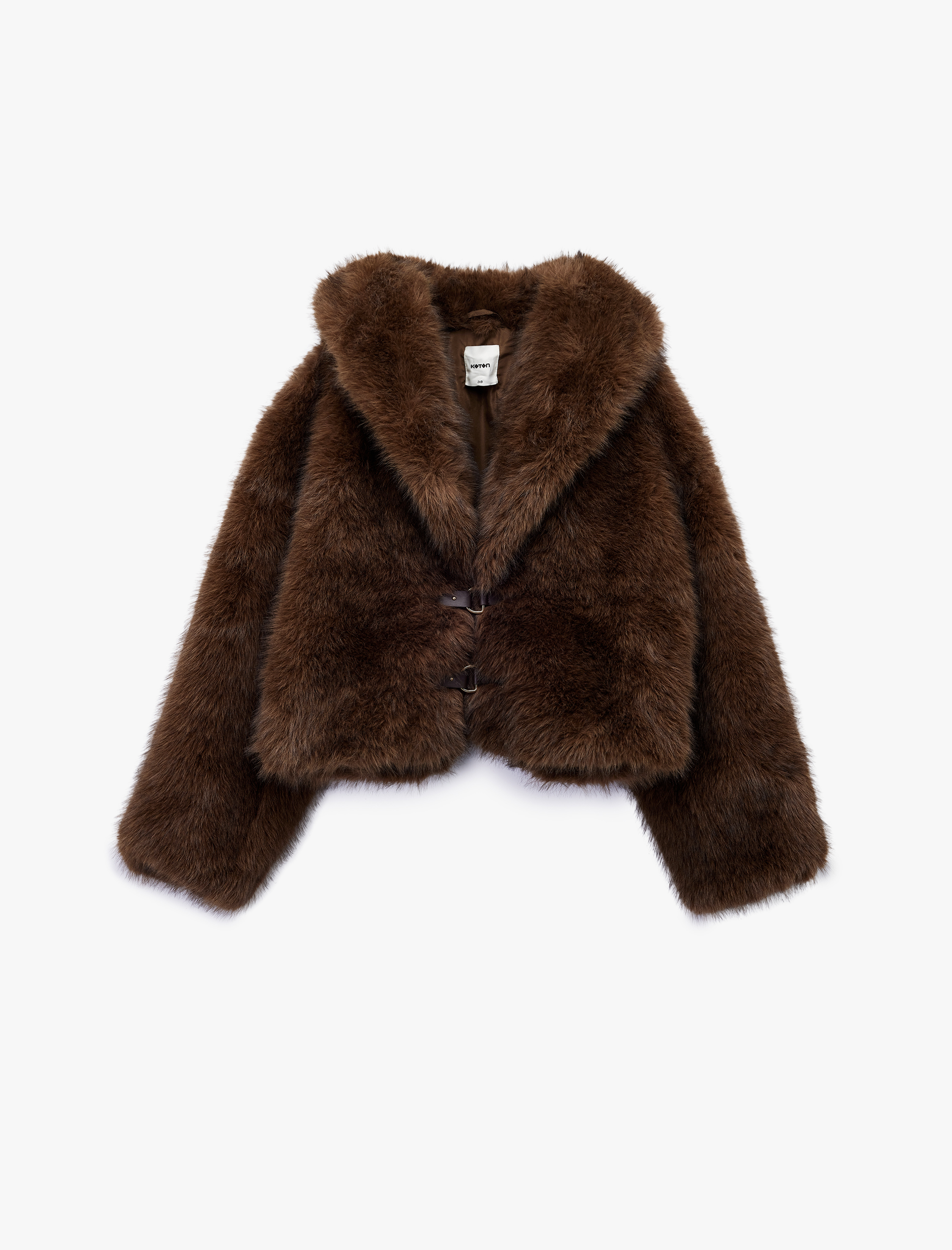   Suni Kürk Mont Uzun Kollu Kruvaze Crop