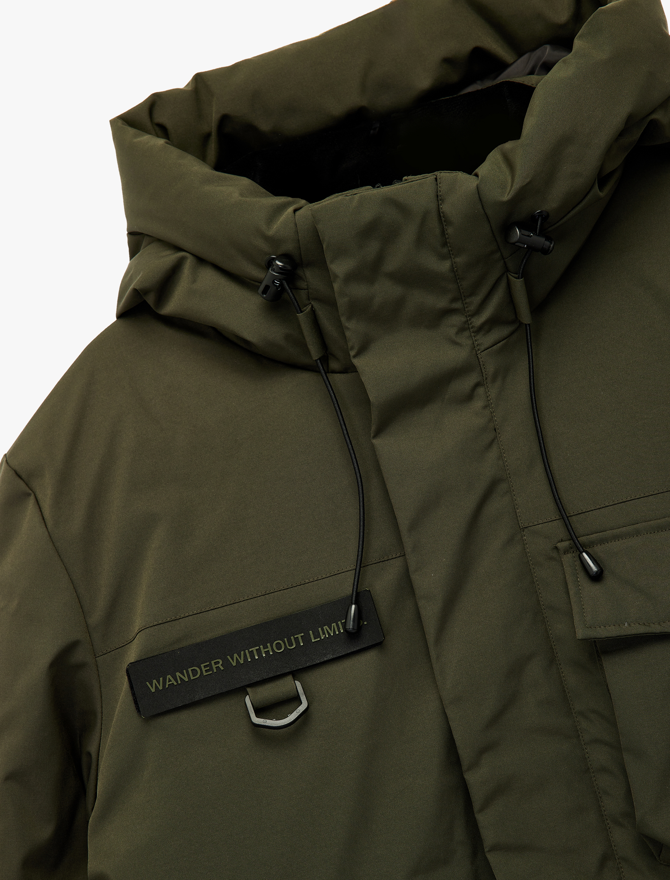   Uzun Kollu Kapaklı Cepli Fermuarlı Kapşonlu Kışlık Parka