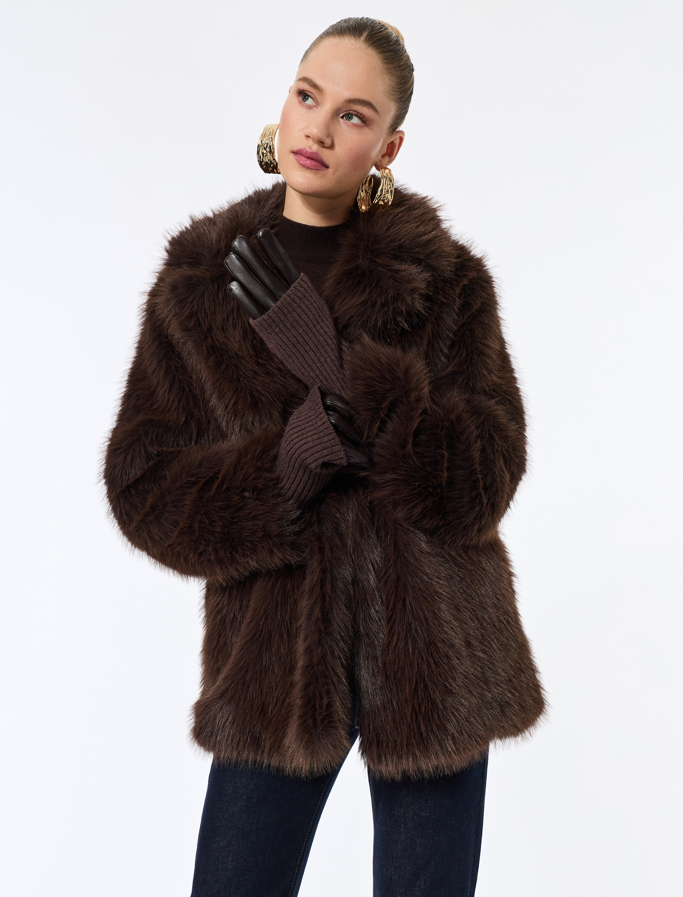   Suni Kürk Kaban Kruvaze Uzun Kollu