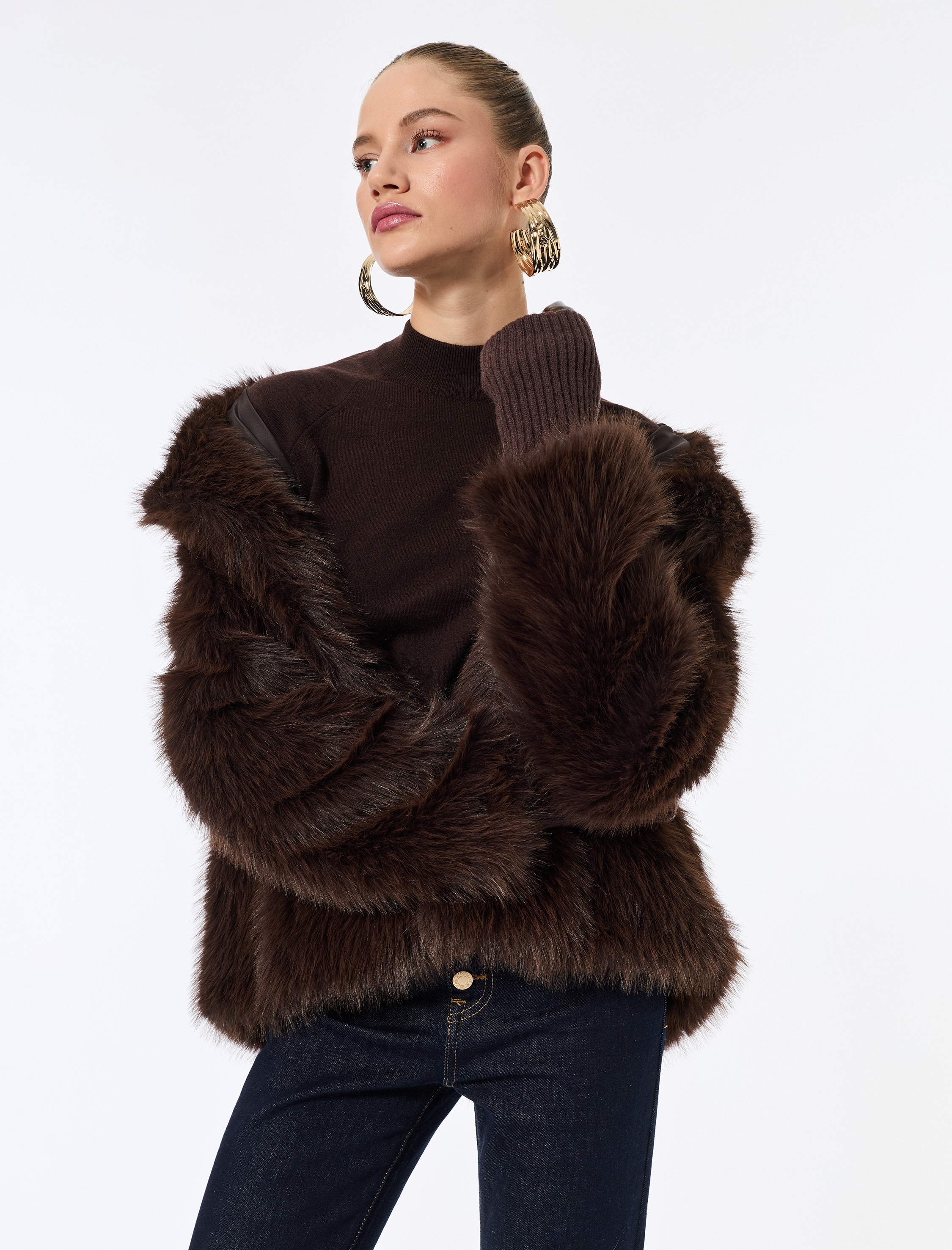   Suni Kürk Kaban Kruvaze Uzun Kollu