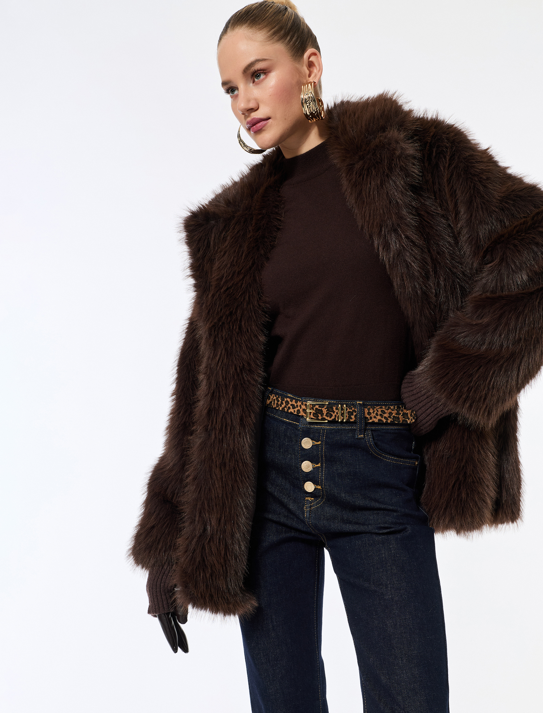   Suni Kürk Kaban Kruvaze Uzun Kollu