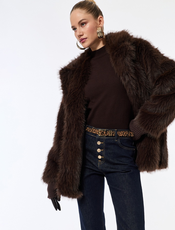  Suni Kürk Kaban Kruvaze Uzun Kollu