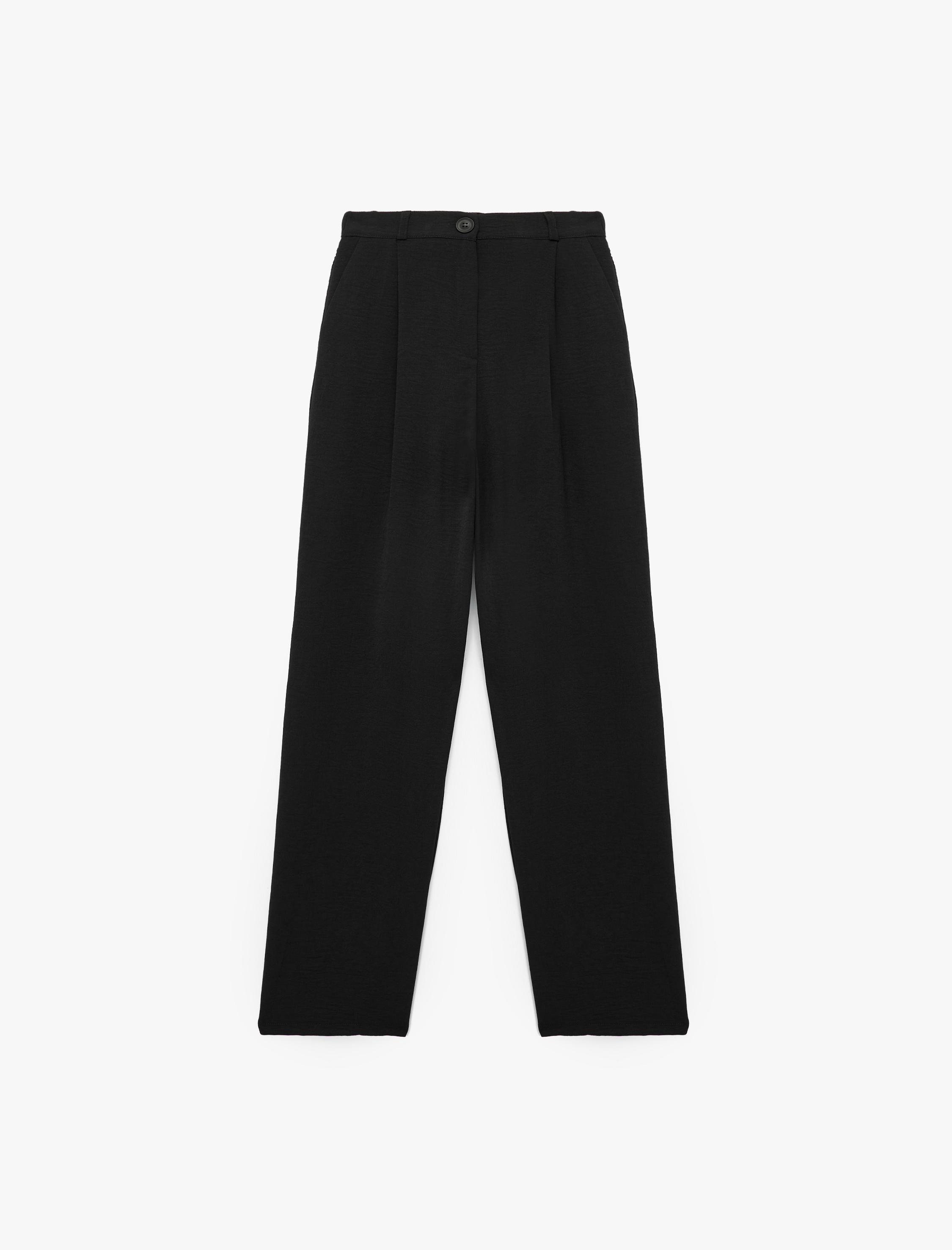   Aerobin Kumaş Pileli Cepli Düşük Bel Bol Paça Pantolon