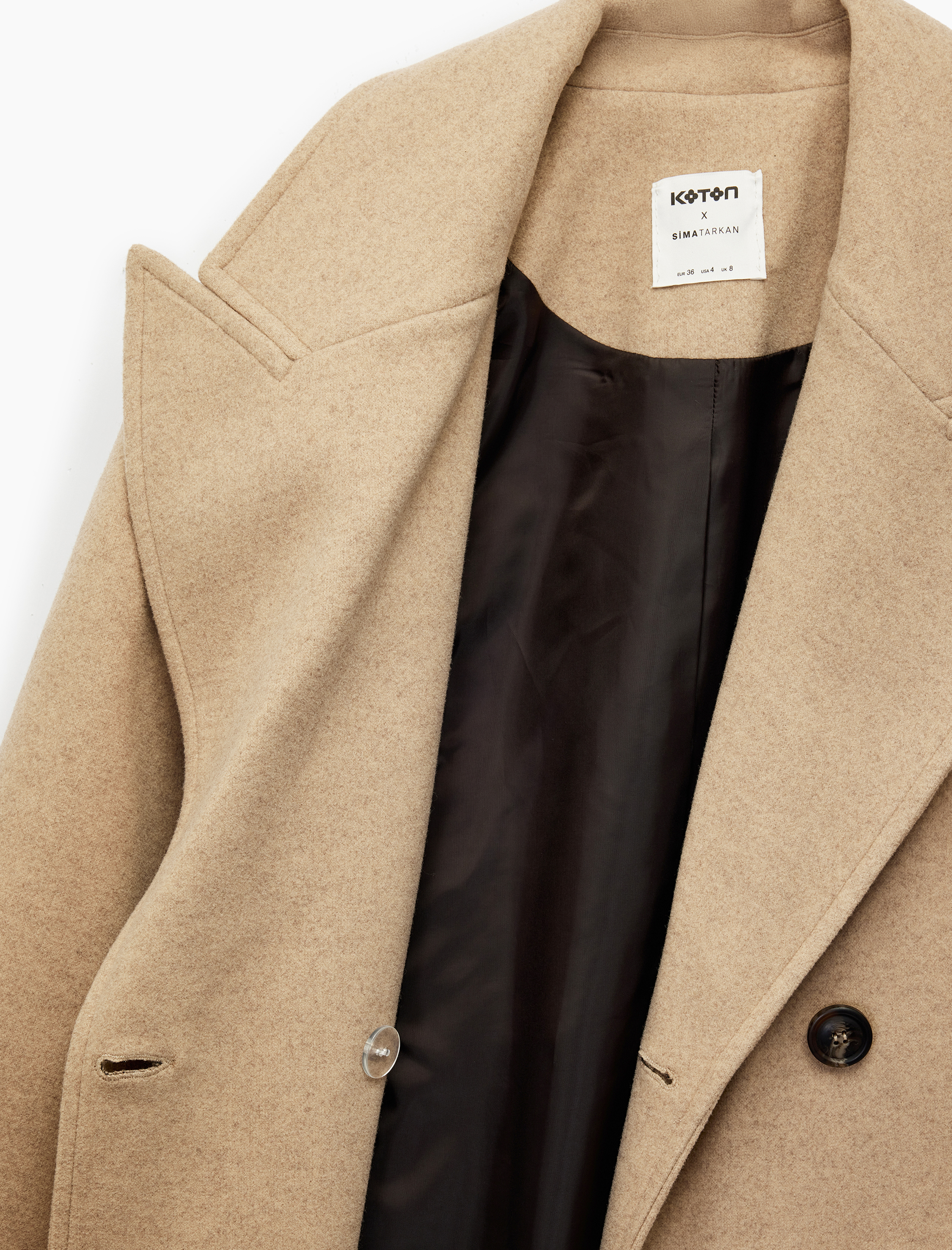   Koton X Sima Tarkan - Kemerli Kaban Kaşe Ekstra Uzun Kruvaze