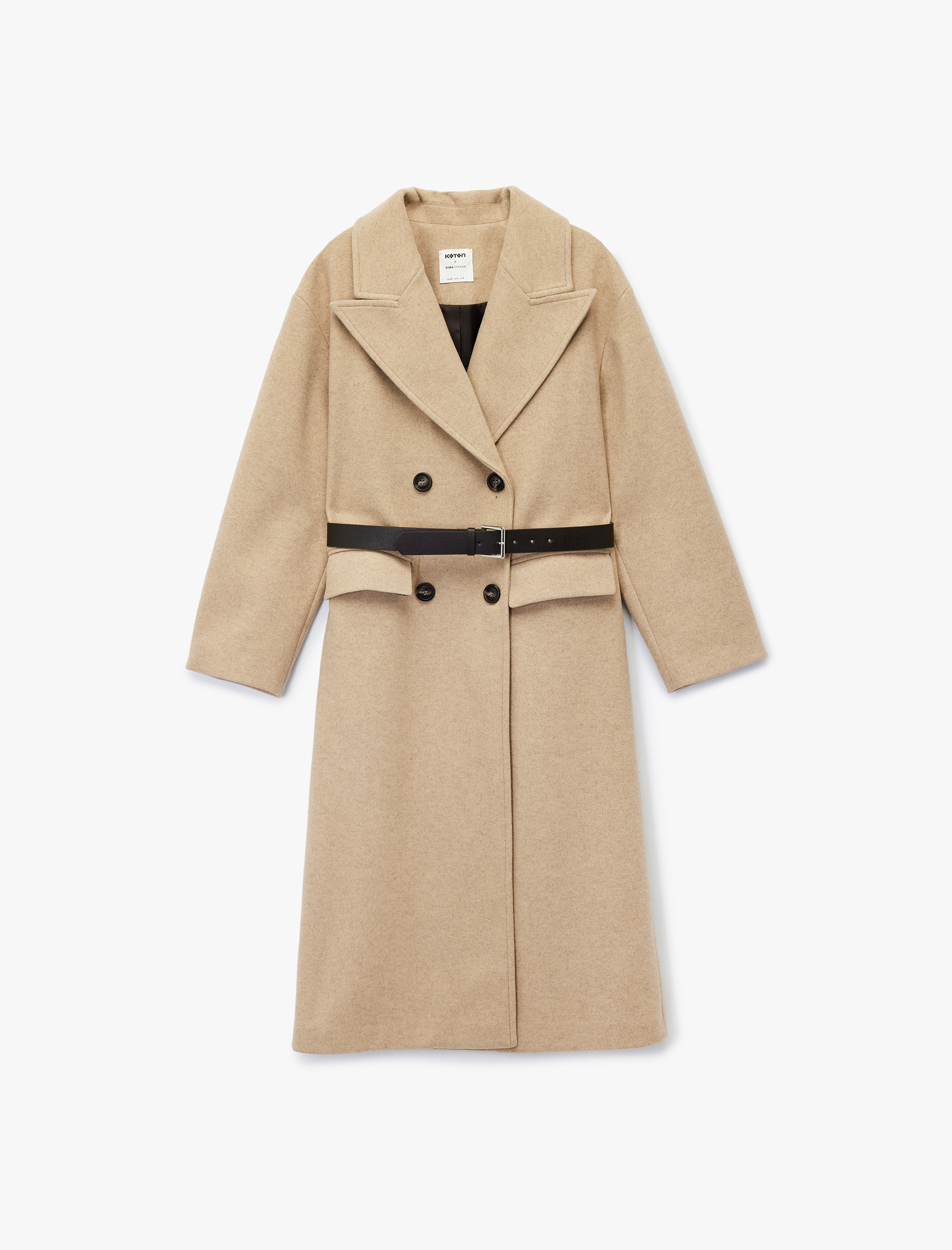   Koton X Sima Tarkan - Kemerli Kaban Kaşe Ekstra Uzun Kruvaze