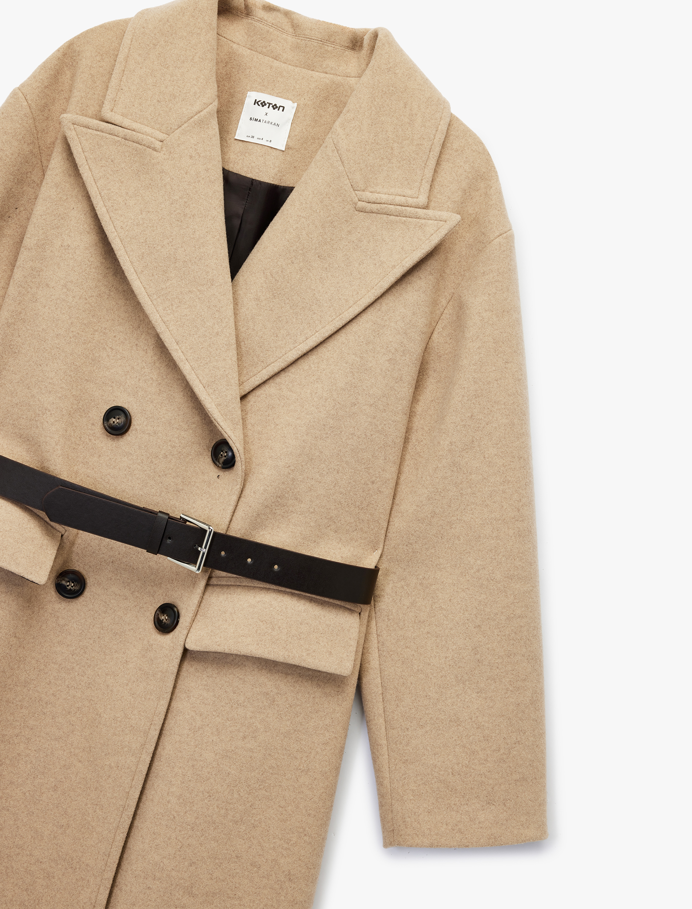   Koton X Sima Tarkan - Kemerli Kaban Kaşe Ekstra Uzun Kruvaze