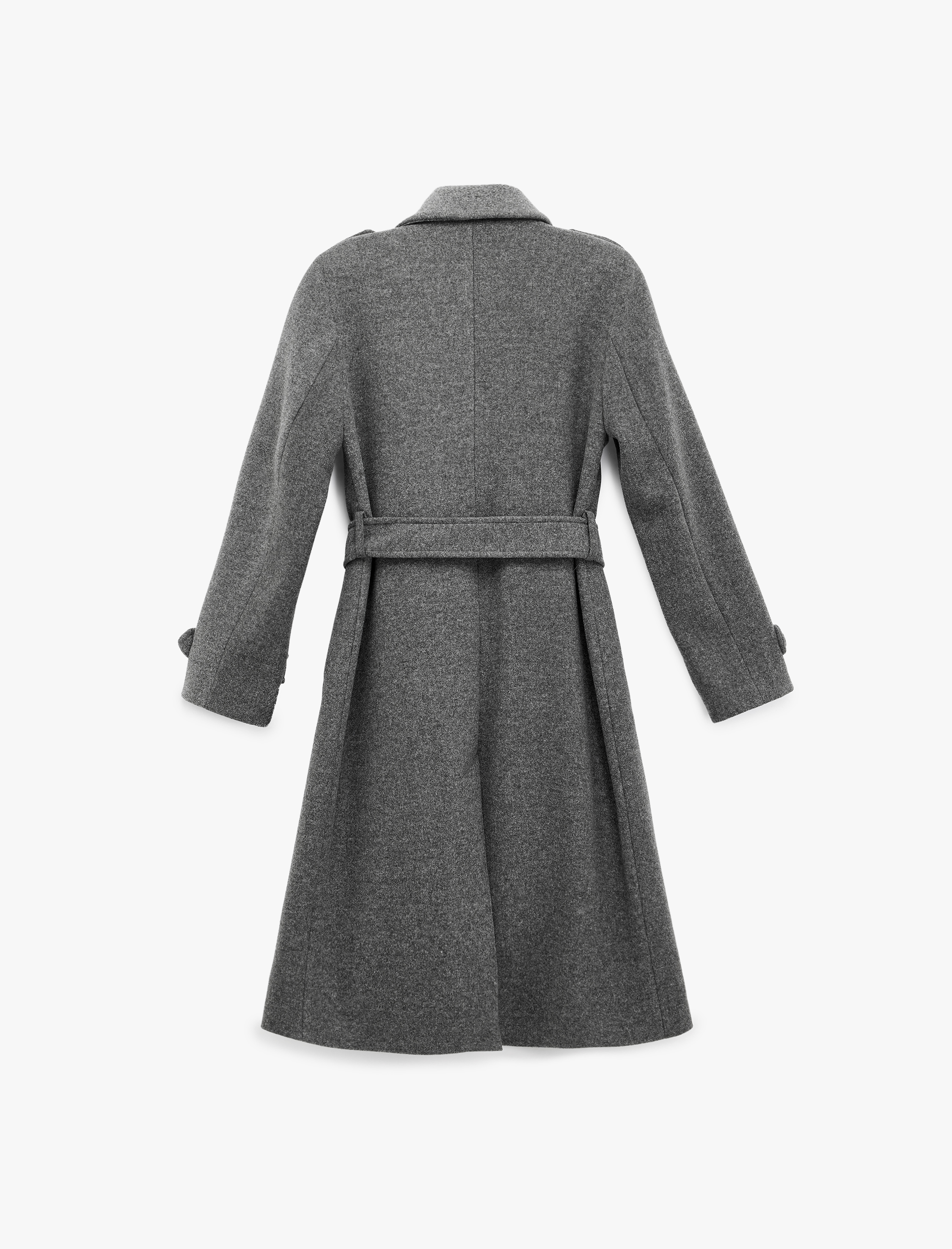   Trenç Kaban Kaşe Cepli Kemerli Kruvaze Uzun Kollu