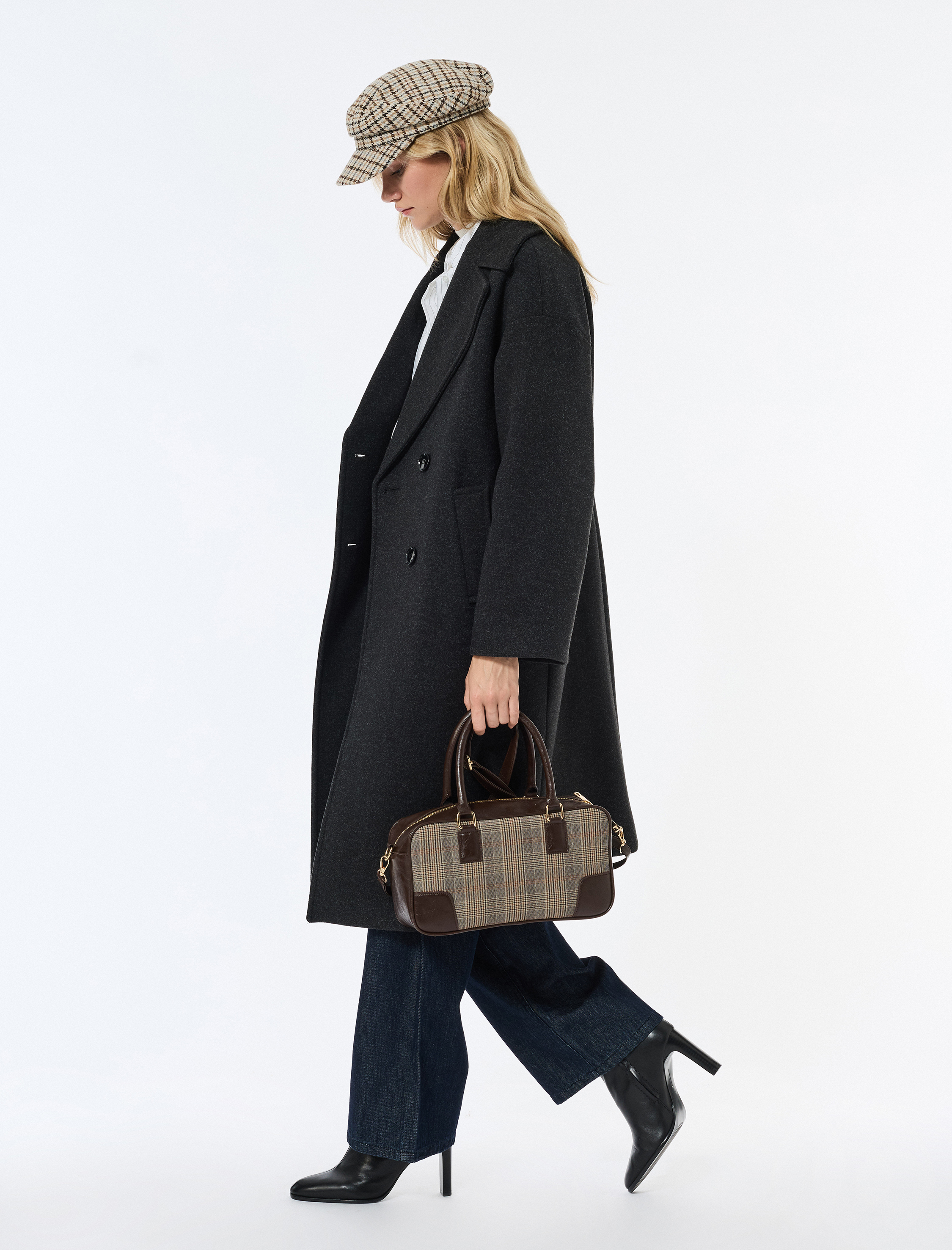   Oversize Kaban Kaşe Ekstra Uzun Kruvaze Düğmeli