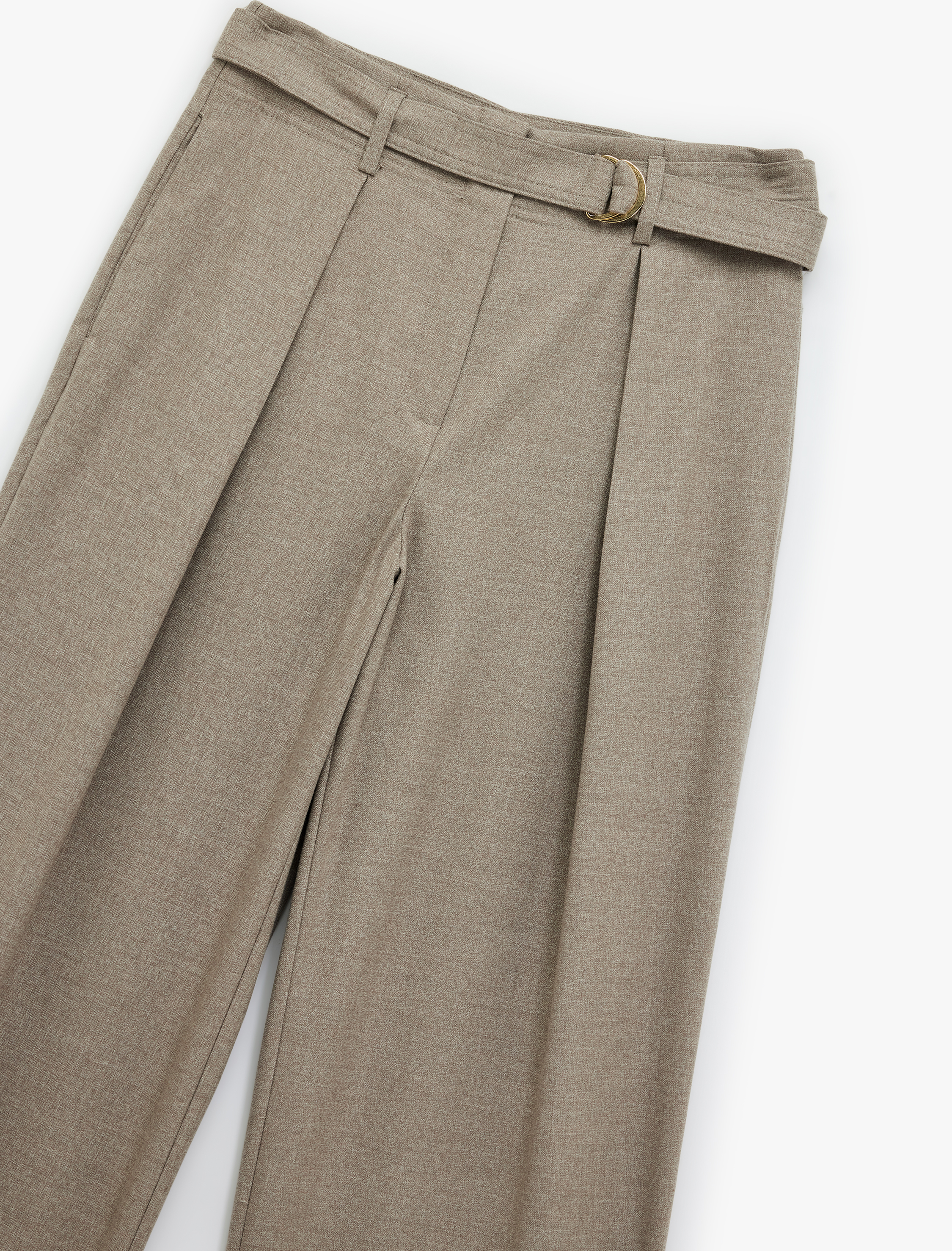   Yüksek Bel Viskon Karışımlı Kemer Detaylı Cepli Palazzo Pantolon