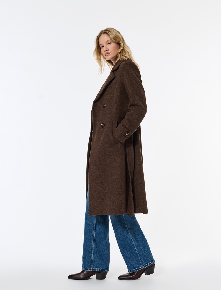  Trenç Kaban Kaşe Cepli Kemerli Kruvaze Uzun Kollu