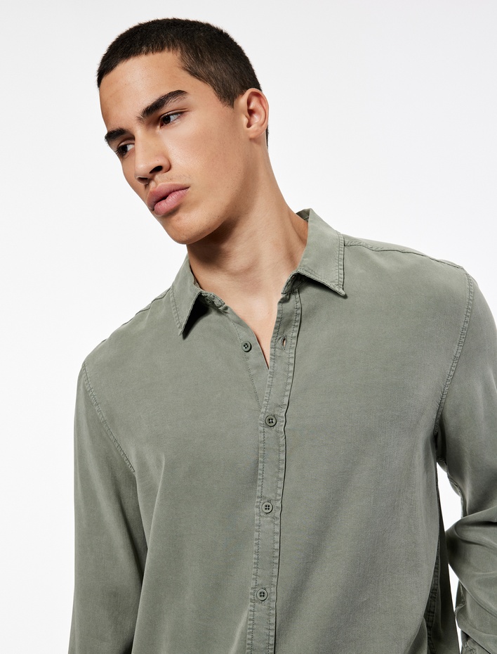  Regular Fit Uzun Kollu Düğmeli Klasik Yaka Gömlek