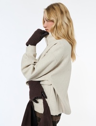 Koton X Sibil Çetinkaya - Kısa Kaban Kaşe Dik Yaka Fermuarlı Cepli