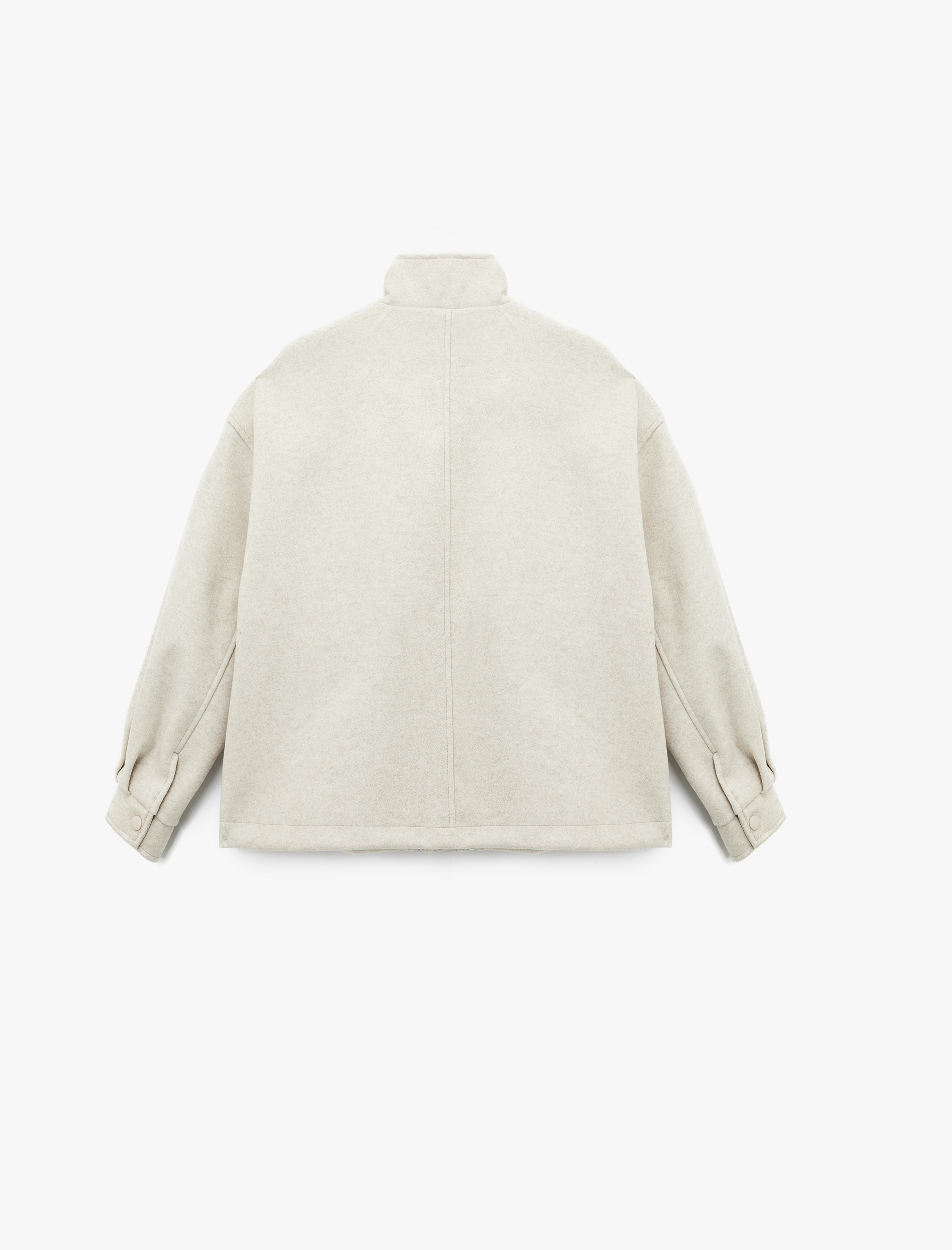   Koton X Sibil Çetinkaya - Kısa Kaban Kaşe Dik Yaka Fermuarlı Cepli