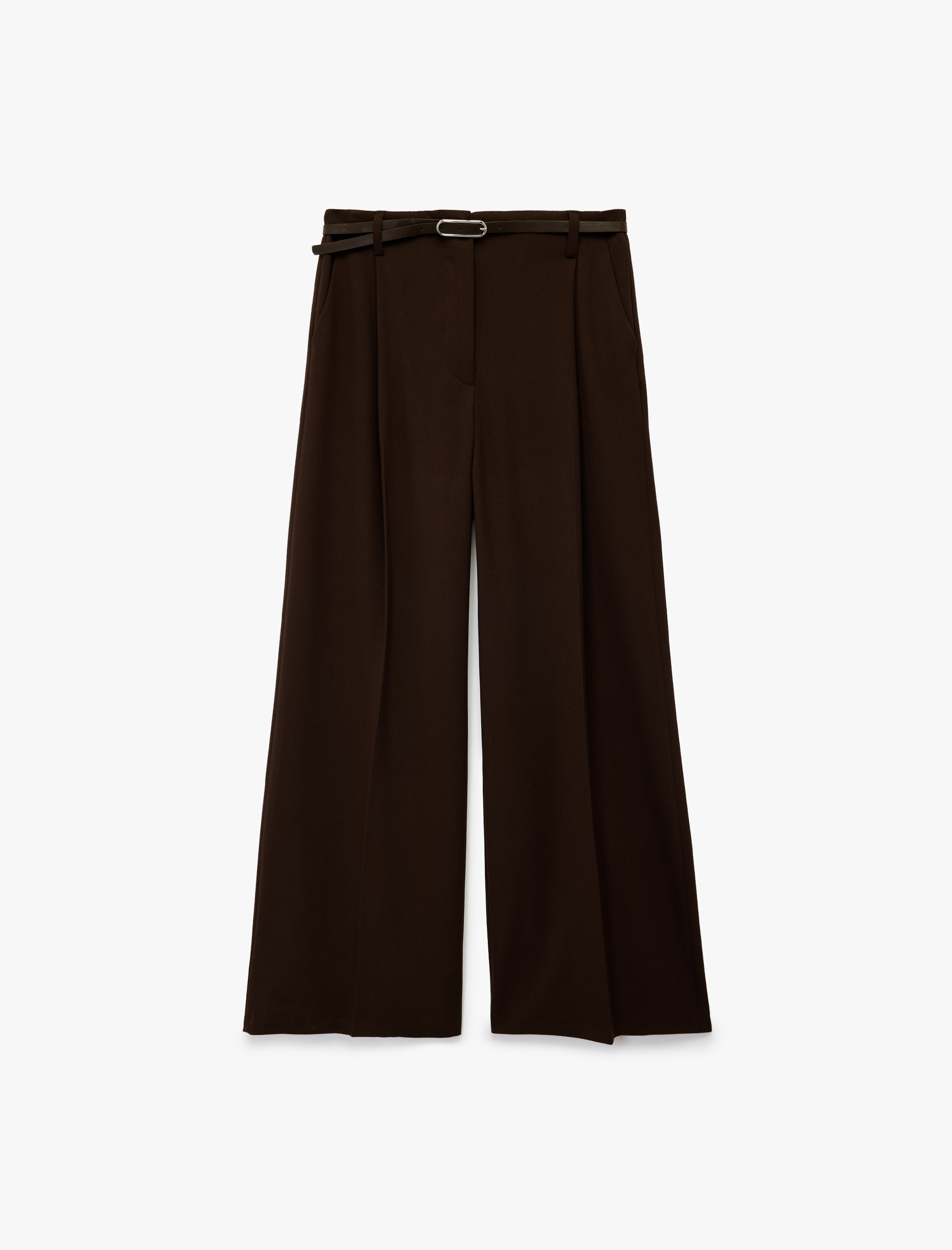   Koton X Sima Tarkan - Cepli Geniş Paça Kemerli Palazzo Kumaş Pantolon