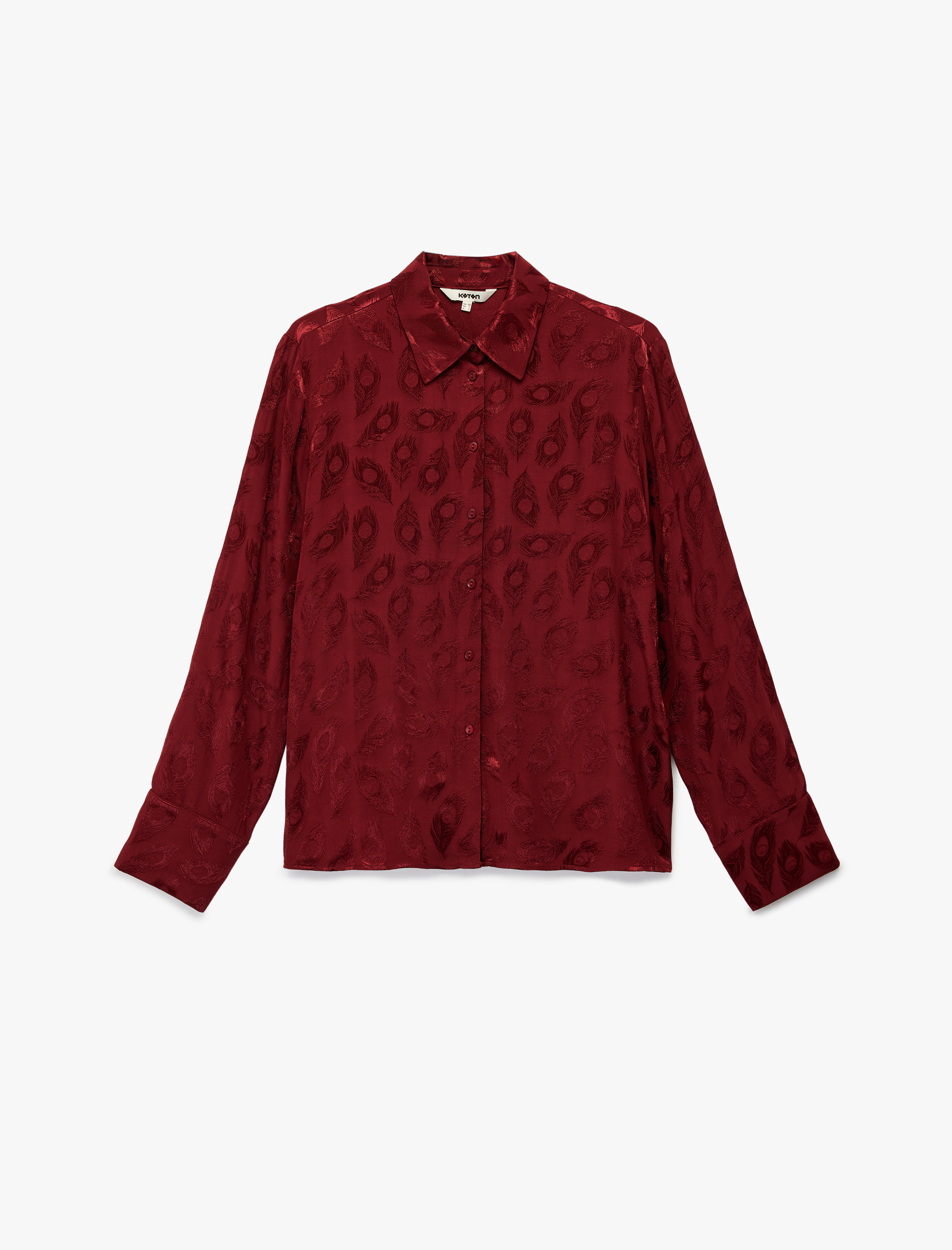   Regular Fit Uzun Kollu Düğmeli Viskon Desenli Gömlek