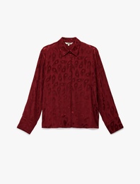 Regular Fit Uzun Kollu Düğmeli Viskon Desenli Gömlek