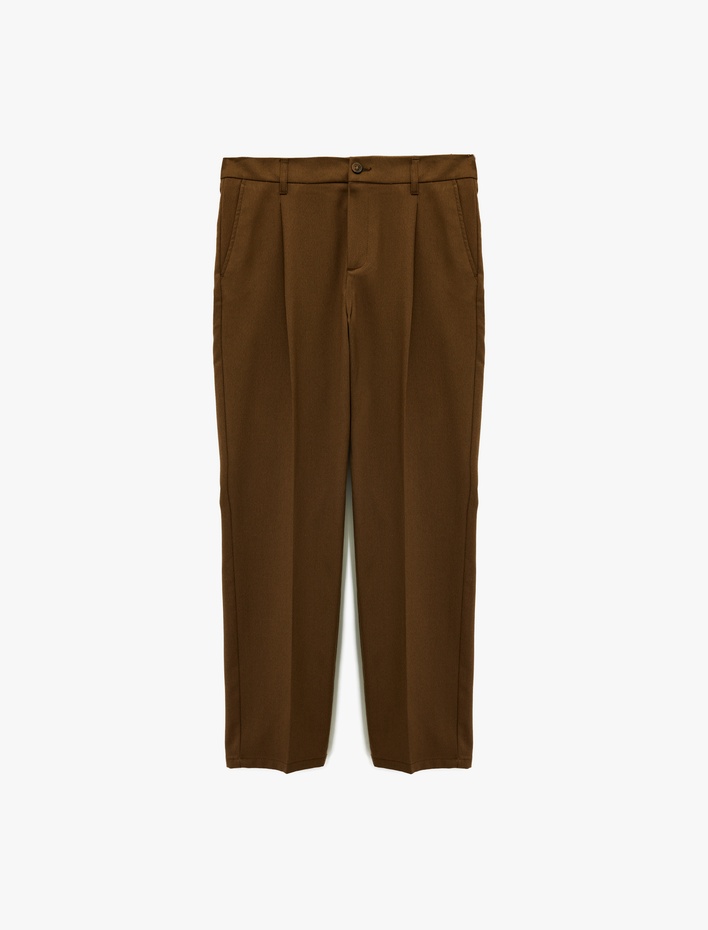  Rahat Kalıp Viskon Karışımlı Cepli Pileli Kumaş Pantolon