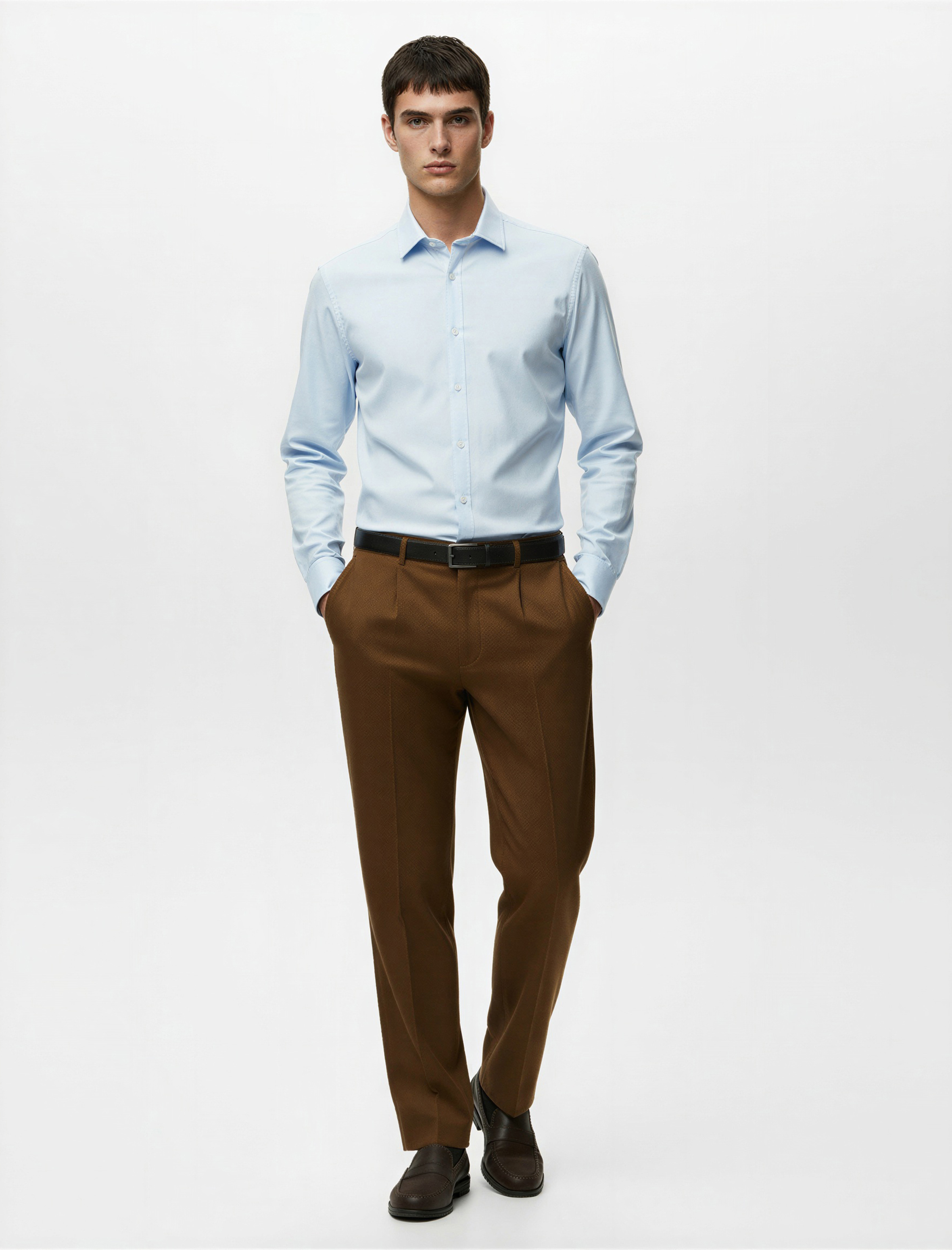   Rahat Kalıp Viskon Karışımlı Cepli Pileli Kumaş Pantolon