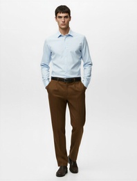 Rahat Kalıp Viskon Karışımlı Cepli Pileli Kumaş Pantolon