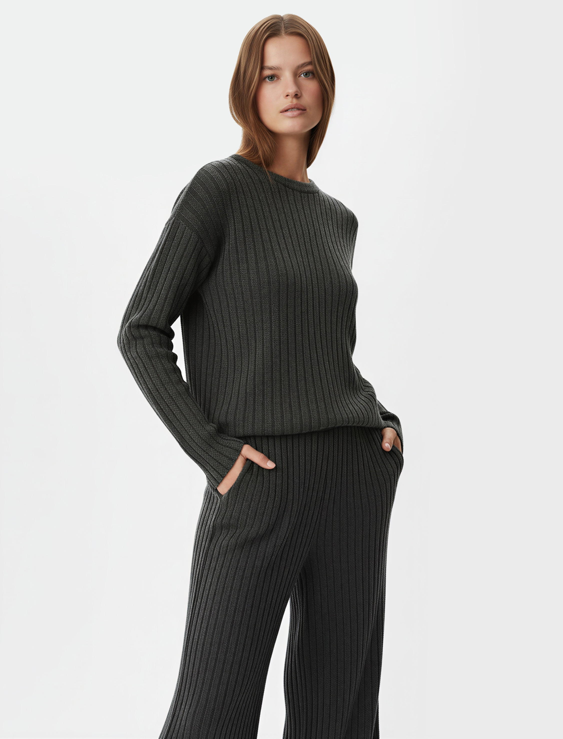   Uzun Kollu Bisiklet Yaka Rahat Kalıp Pijama Üstü