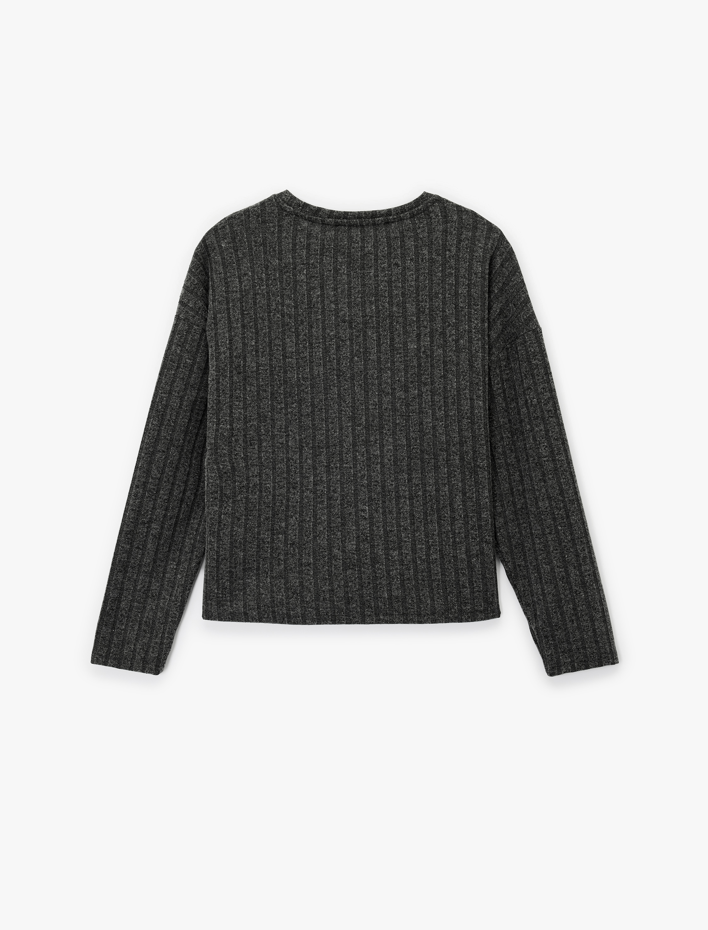   Uzun Kollu Bisiklet Yaka Rahat Kalıp Pijama Üstü