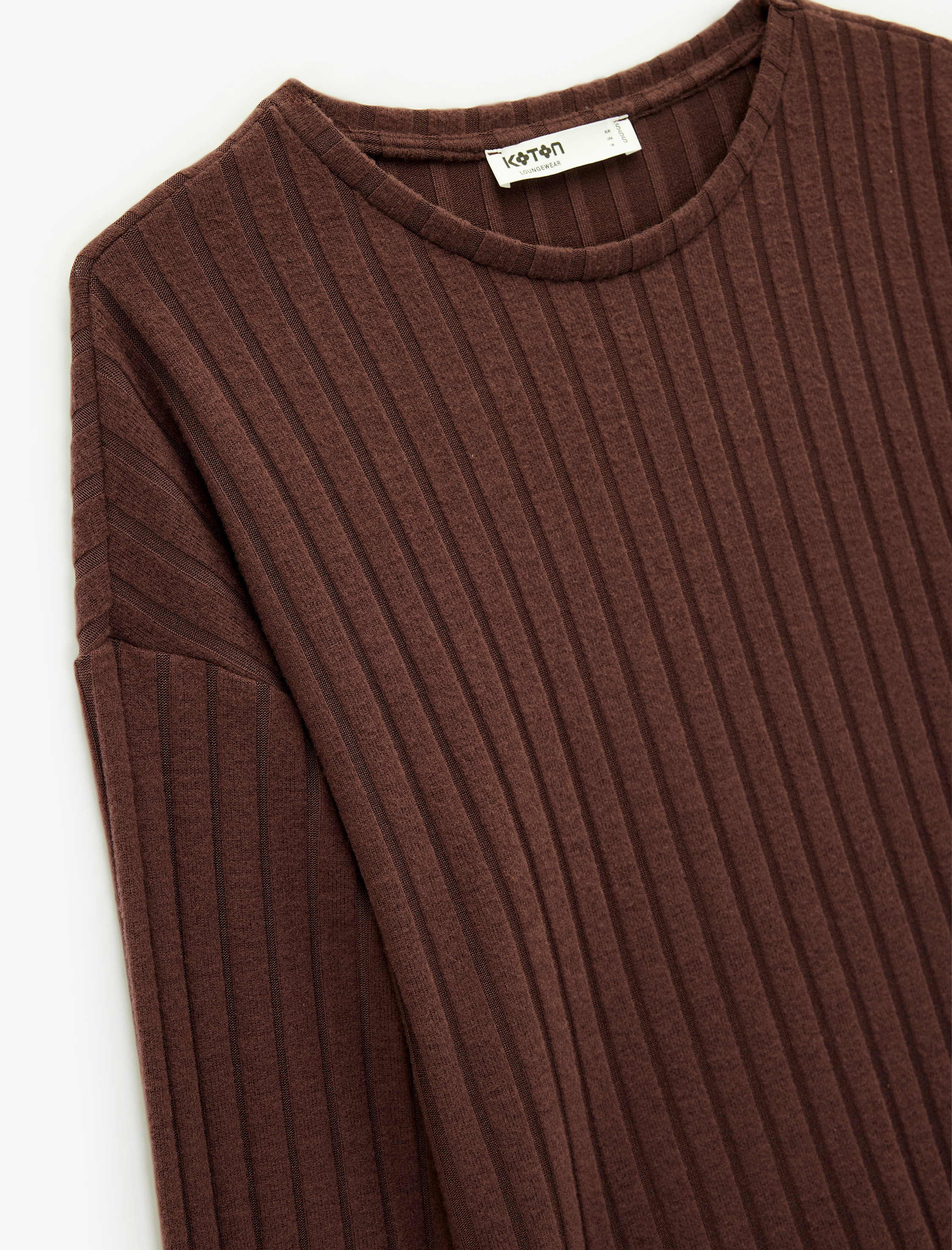   Uzun Kollu Bisiklet Yaka Rahat Kalıp Pijama Üstü