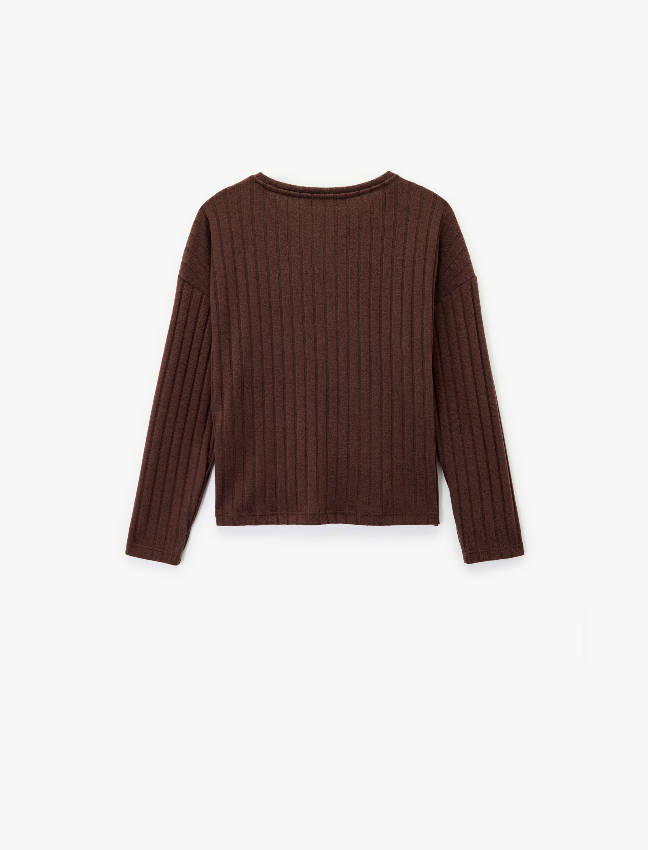   Uzun Kollu Bisiklet Yaka Rahat Kalıp Pijama Üstü