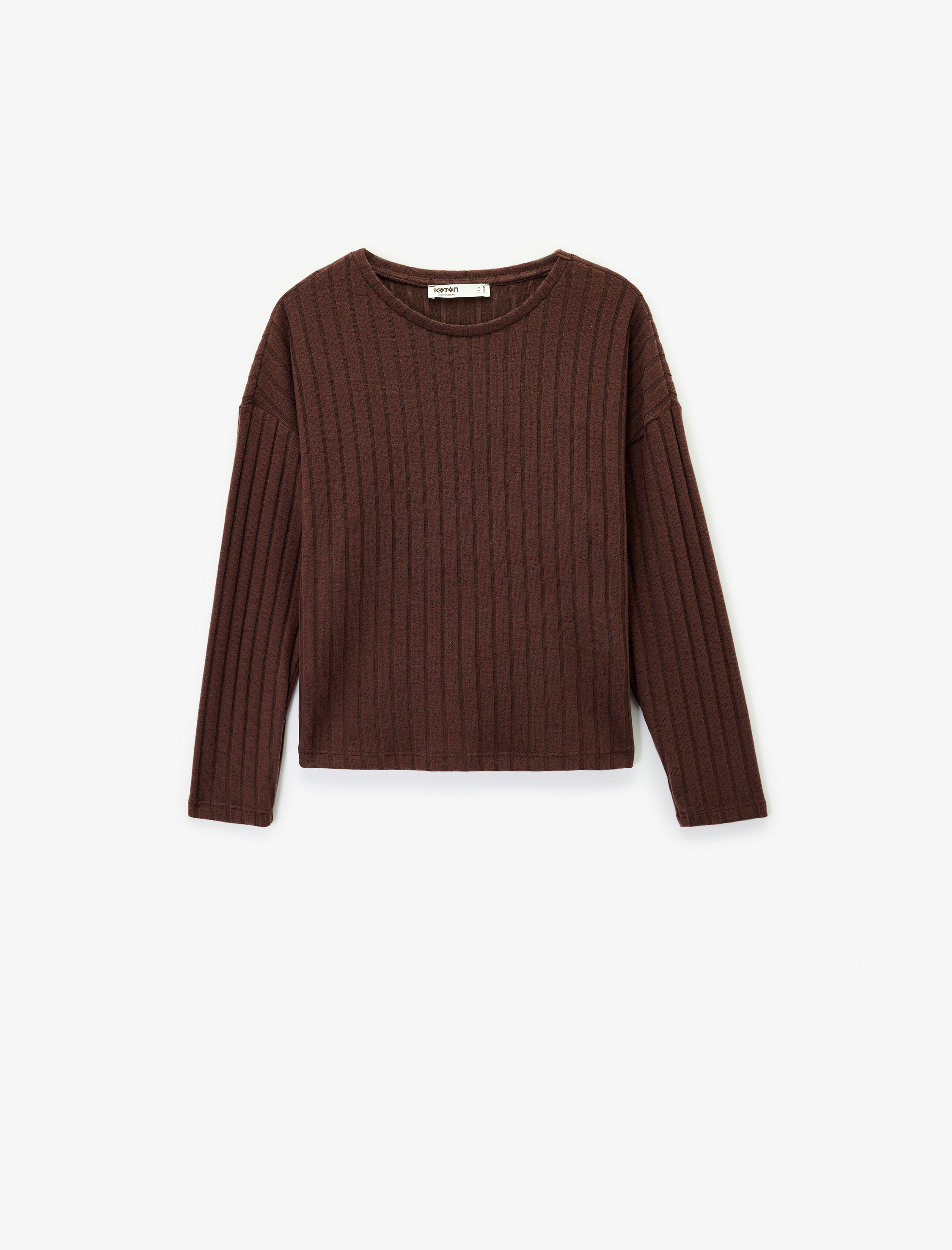   Uzun Kollu Bisiklet Yaka Rahat Kalıp Pijama Üstü